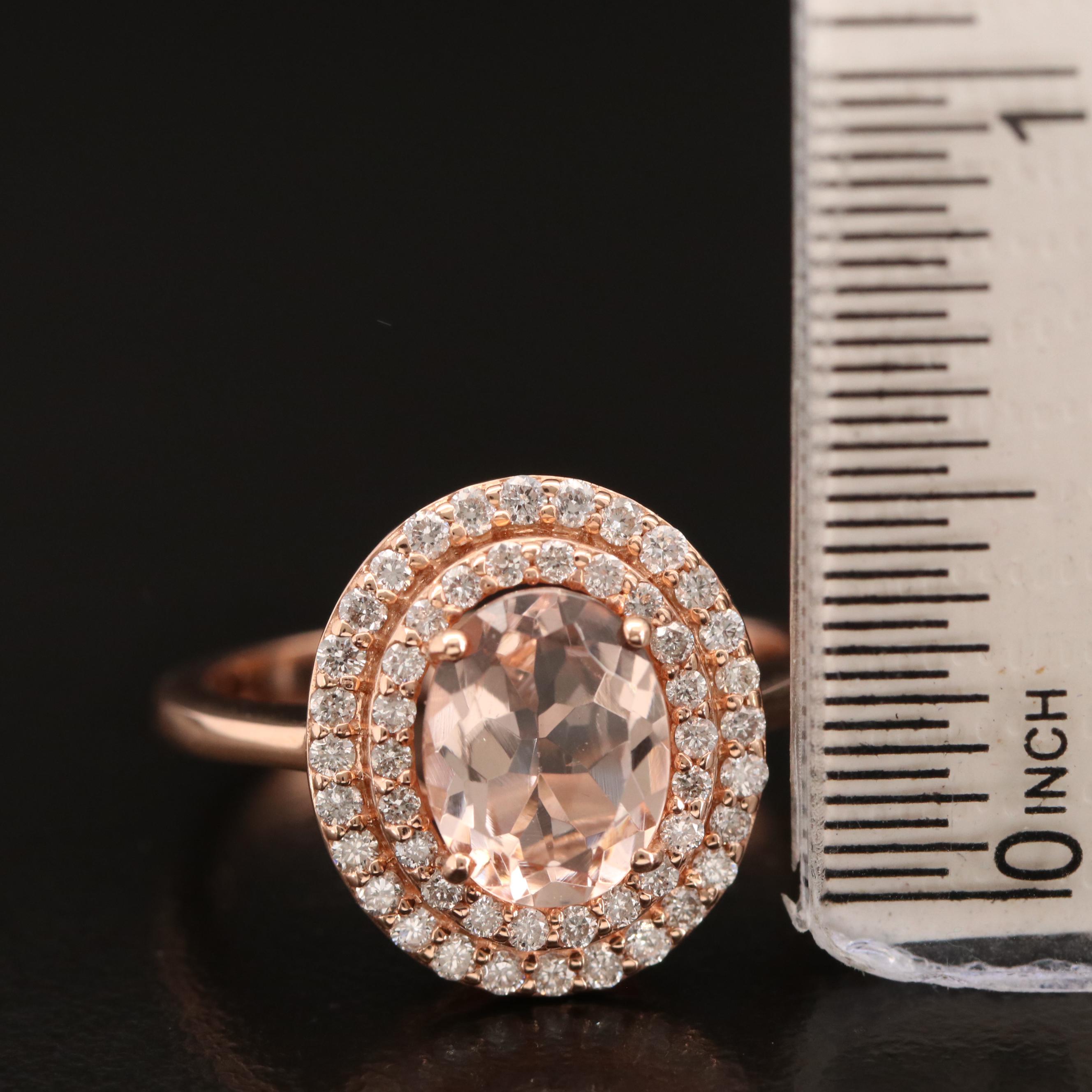EFFY 14K Rose Gold Morganite and Diamond Ring