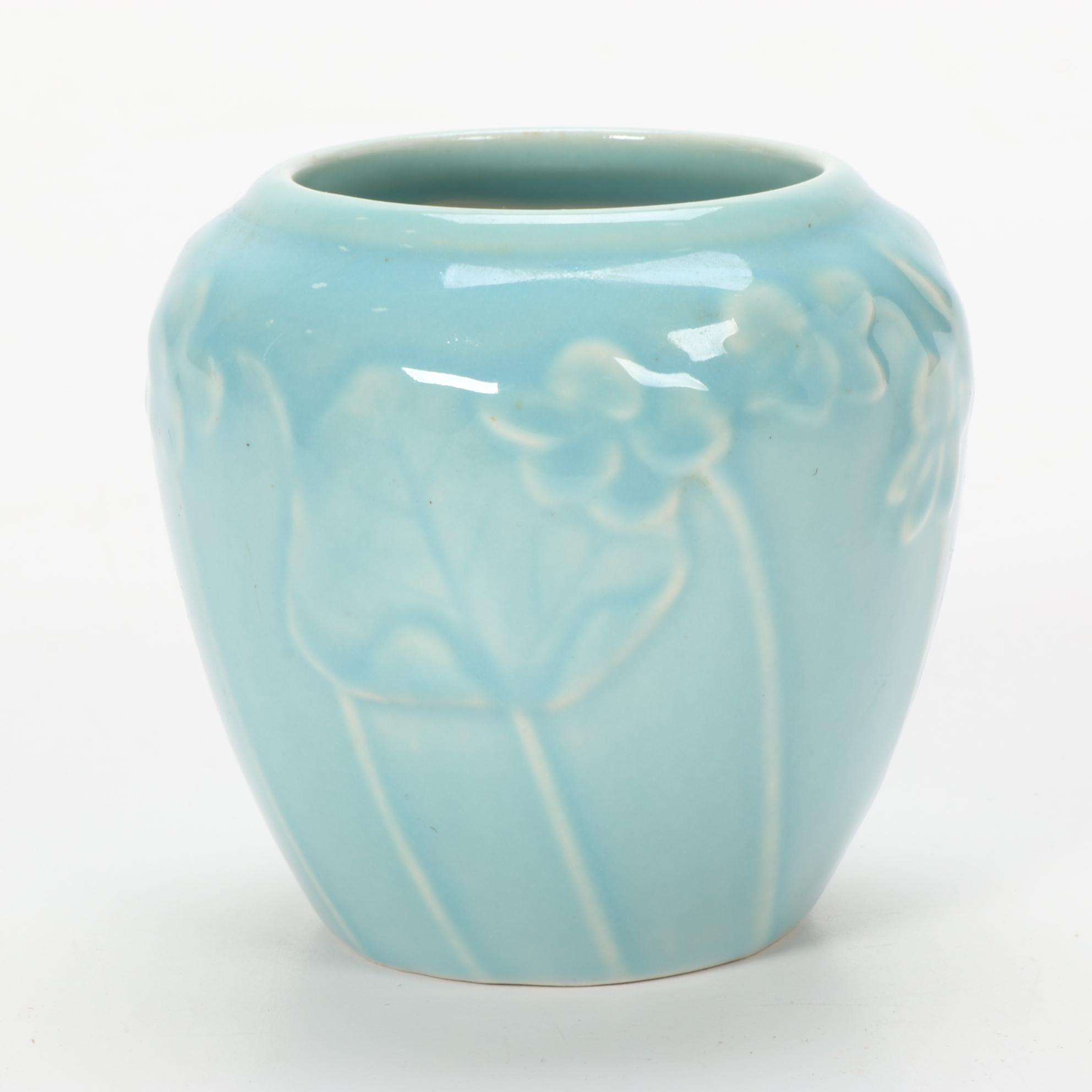Rookwood Pottery Blue Floral Motif Ceramic Vase, 1948