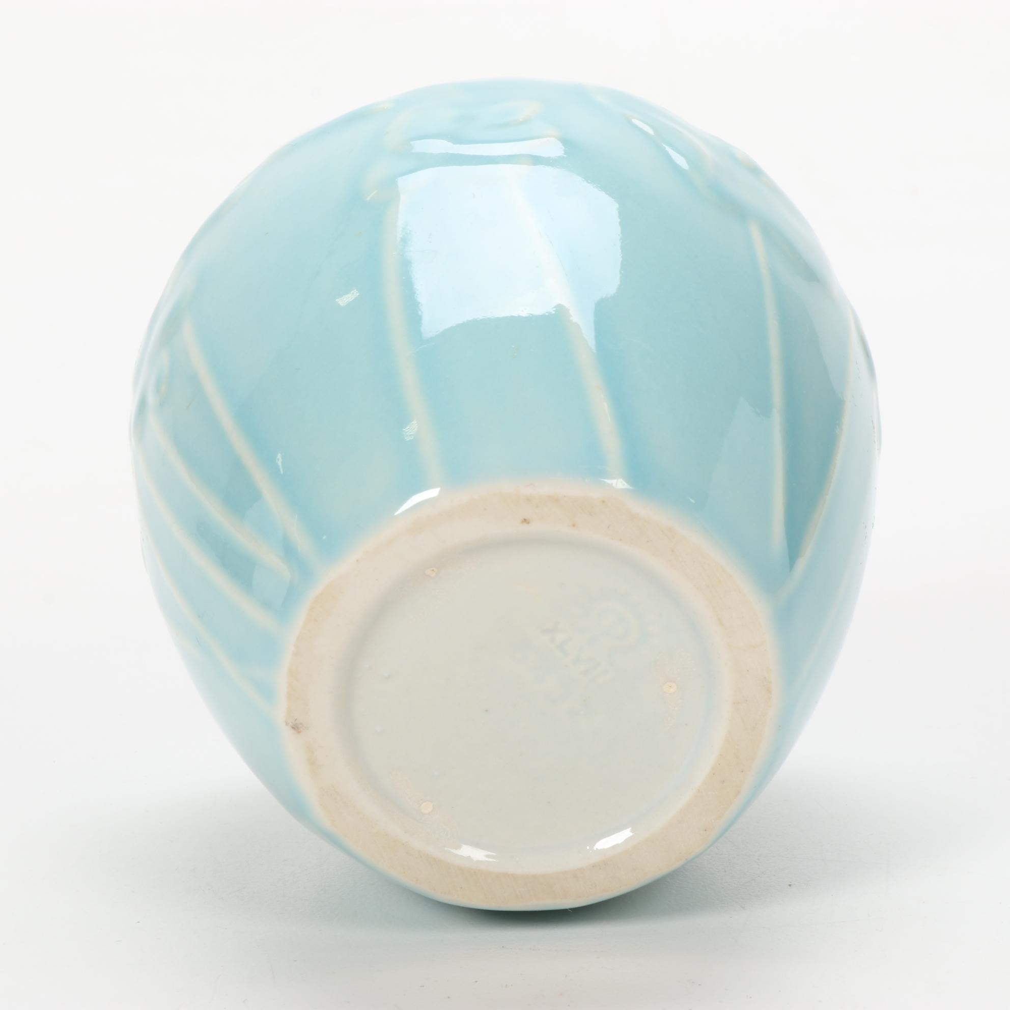 Rookwood Pottery Blue Floral Motif Ceramic Vase, 1948