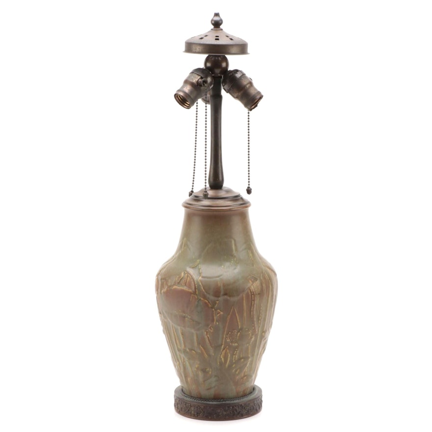 Rookwood Pottery Poppy Vase Table Lamp, 1935