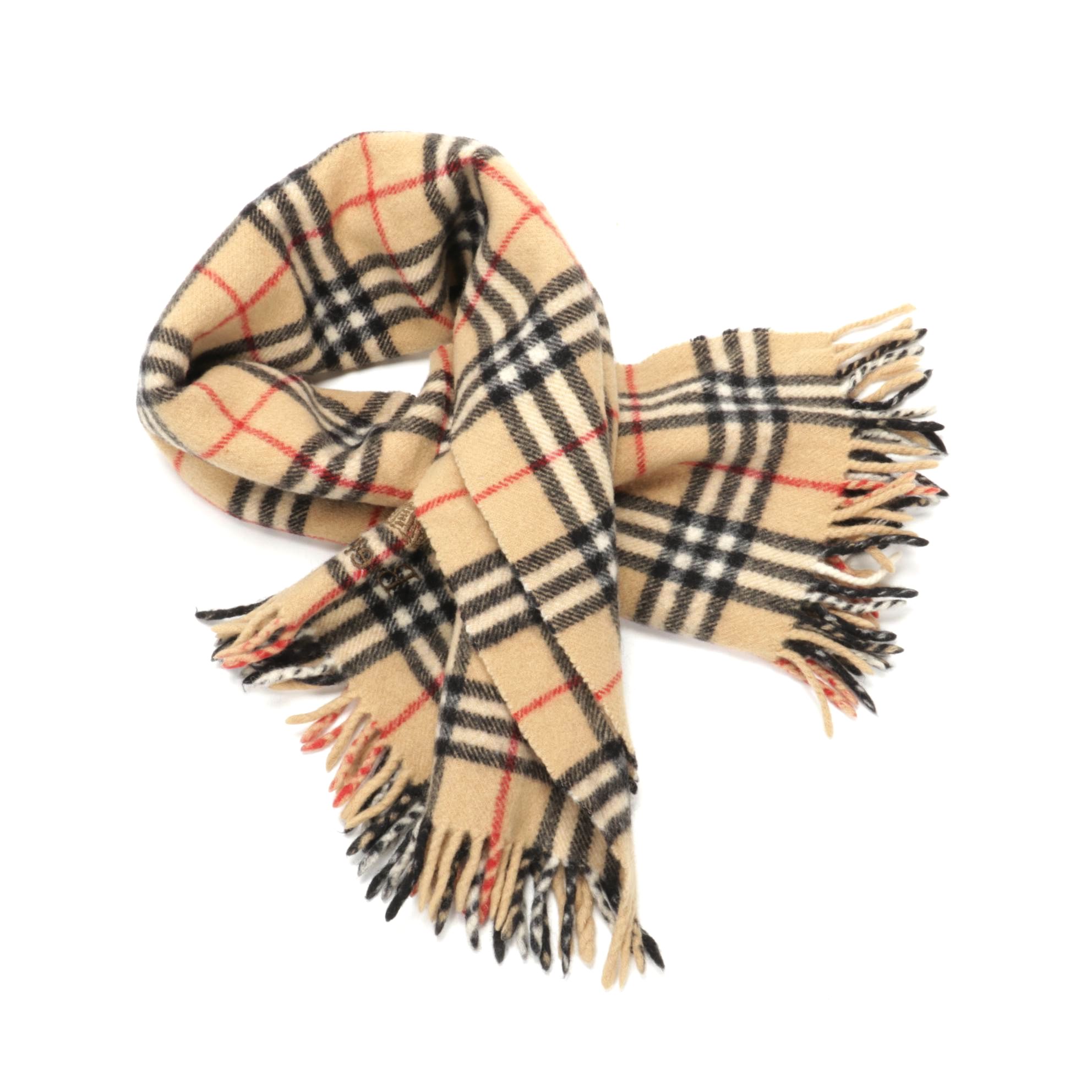Burberry Wide Scarf with Fringes in "Nova Check" Wool