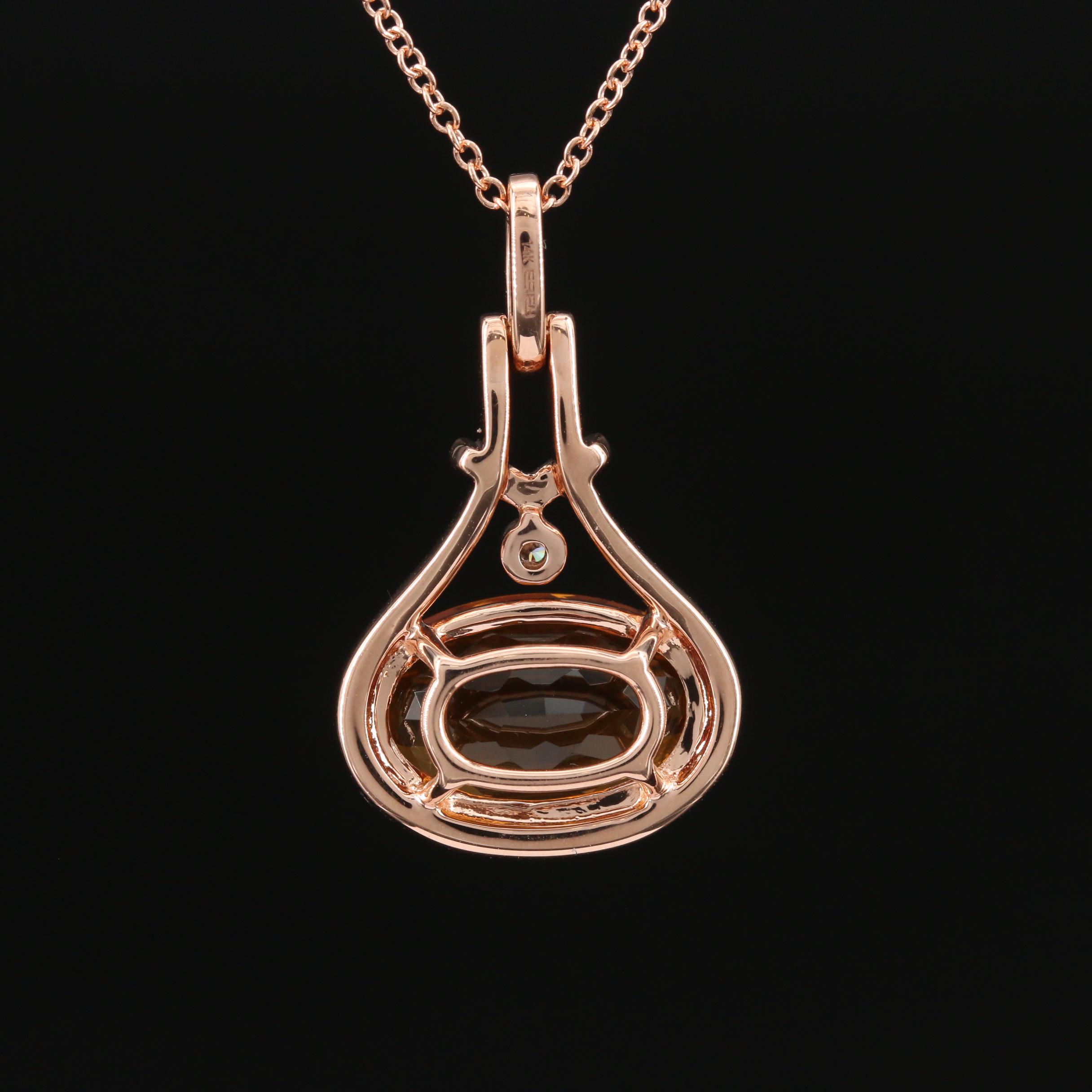 EFFY 14K Rose Gold Citrine and Diamond Pendant Necklace