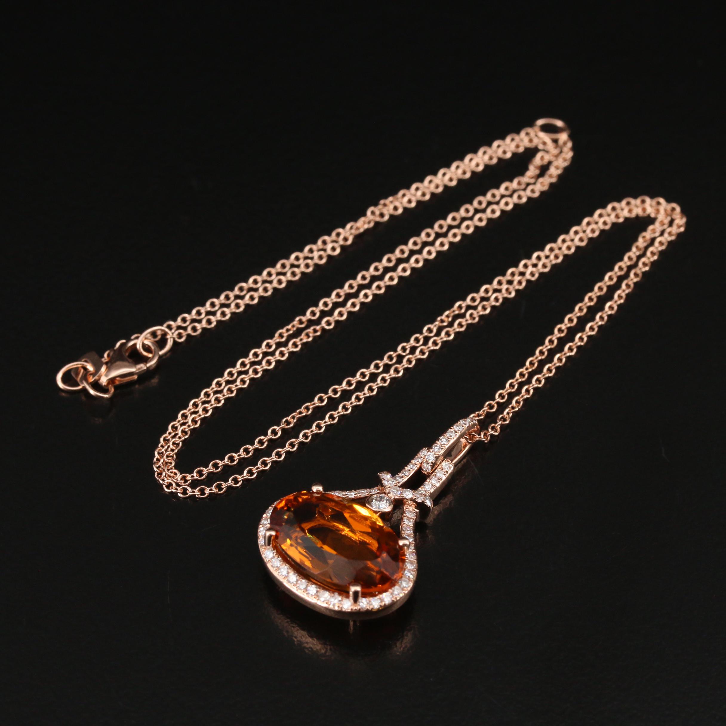 EFFY 14K Rose Gold Citrine and Diamond Pendant Necklace