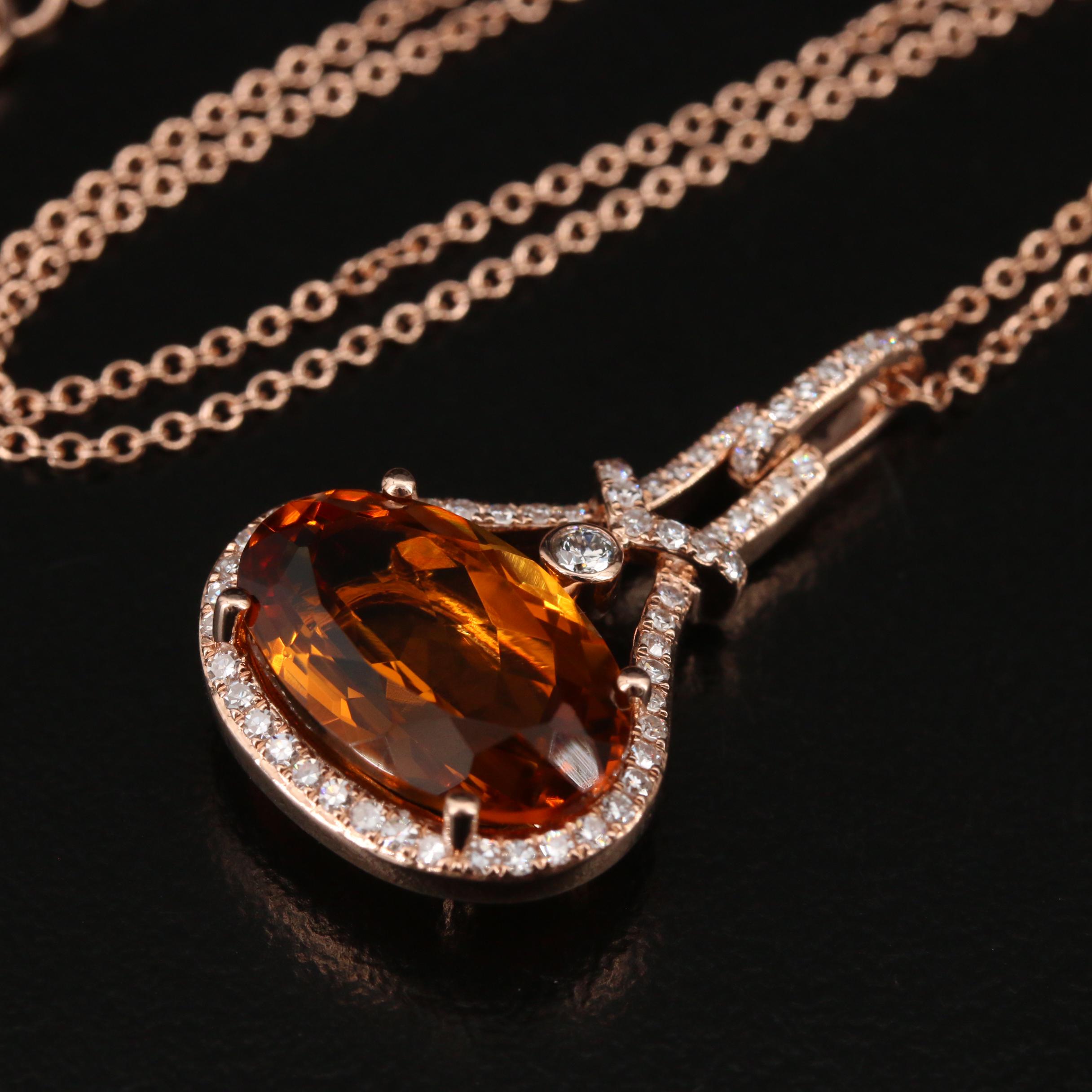 EFFY 14K Rose Gold Citrine and Diamond Pendant Necklace