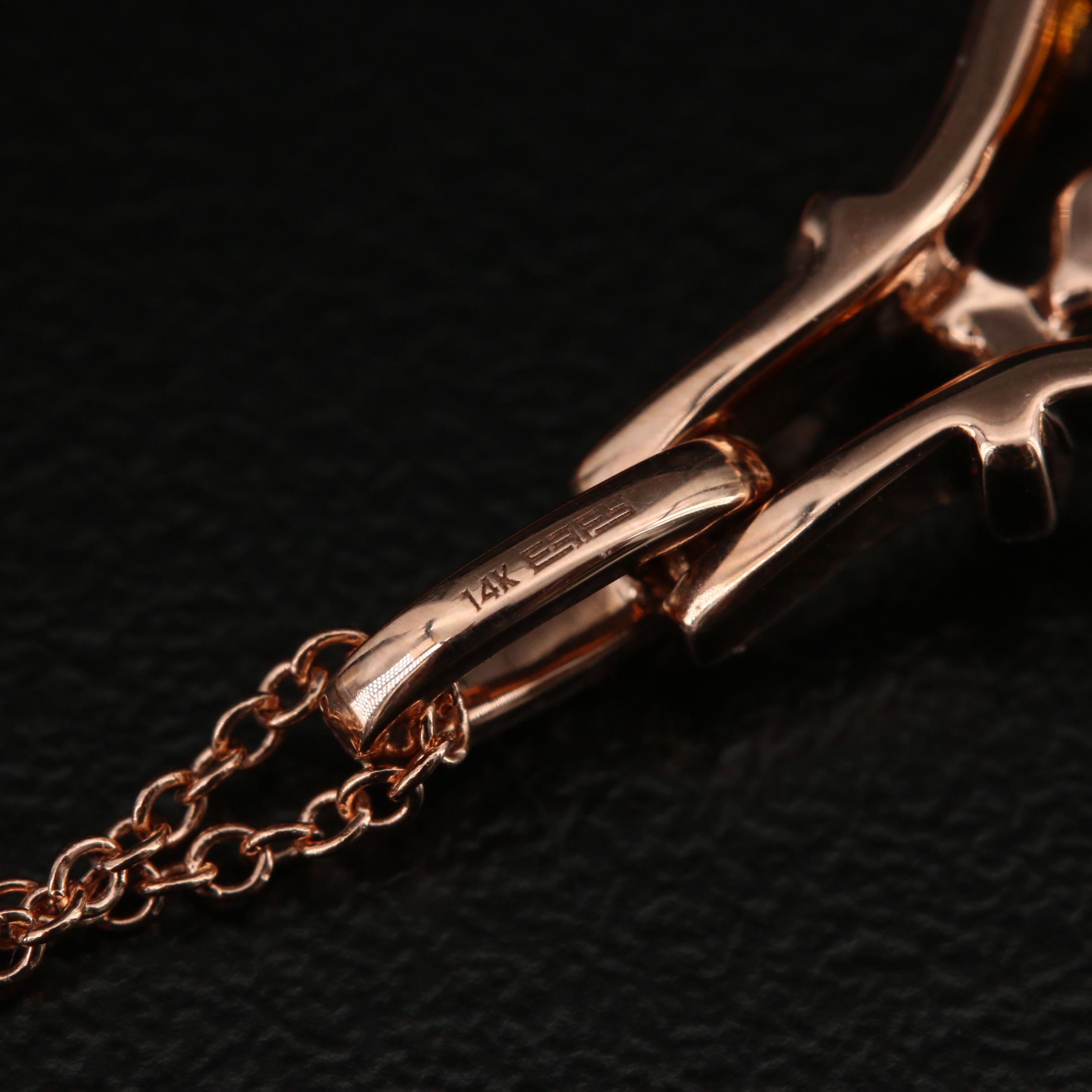 EFFY 14K Rose Gold Citrine and Diamond Pendant Necklace