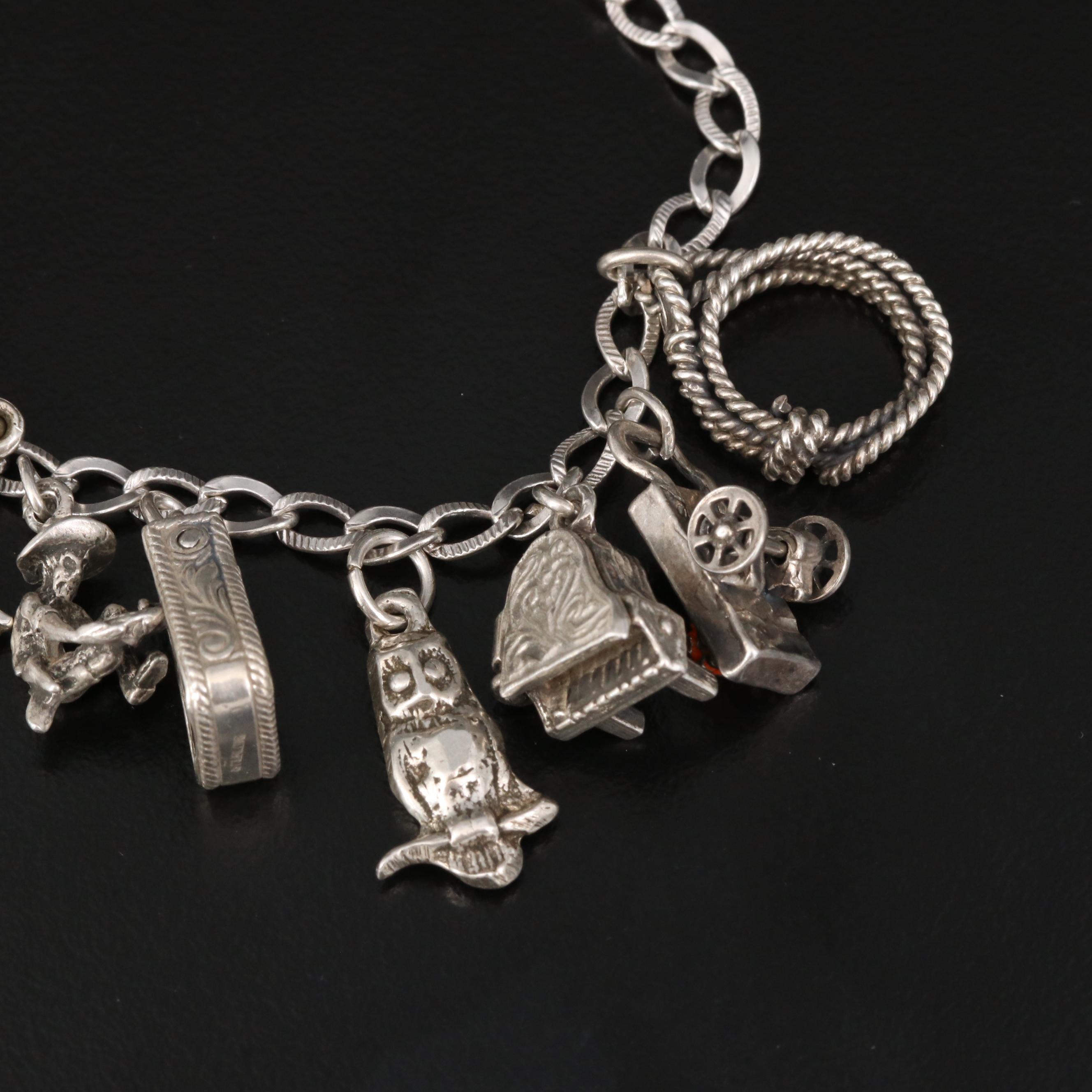 Vintage Sterling Charm Bracelet Featuring Antique Canadian Coins