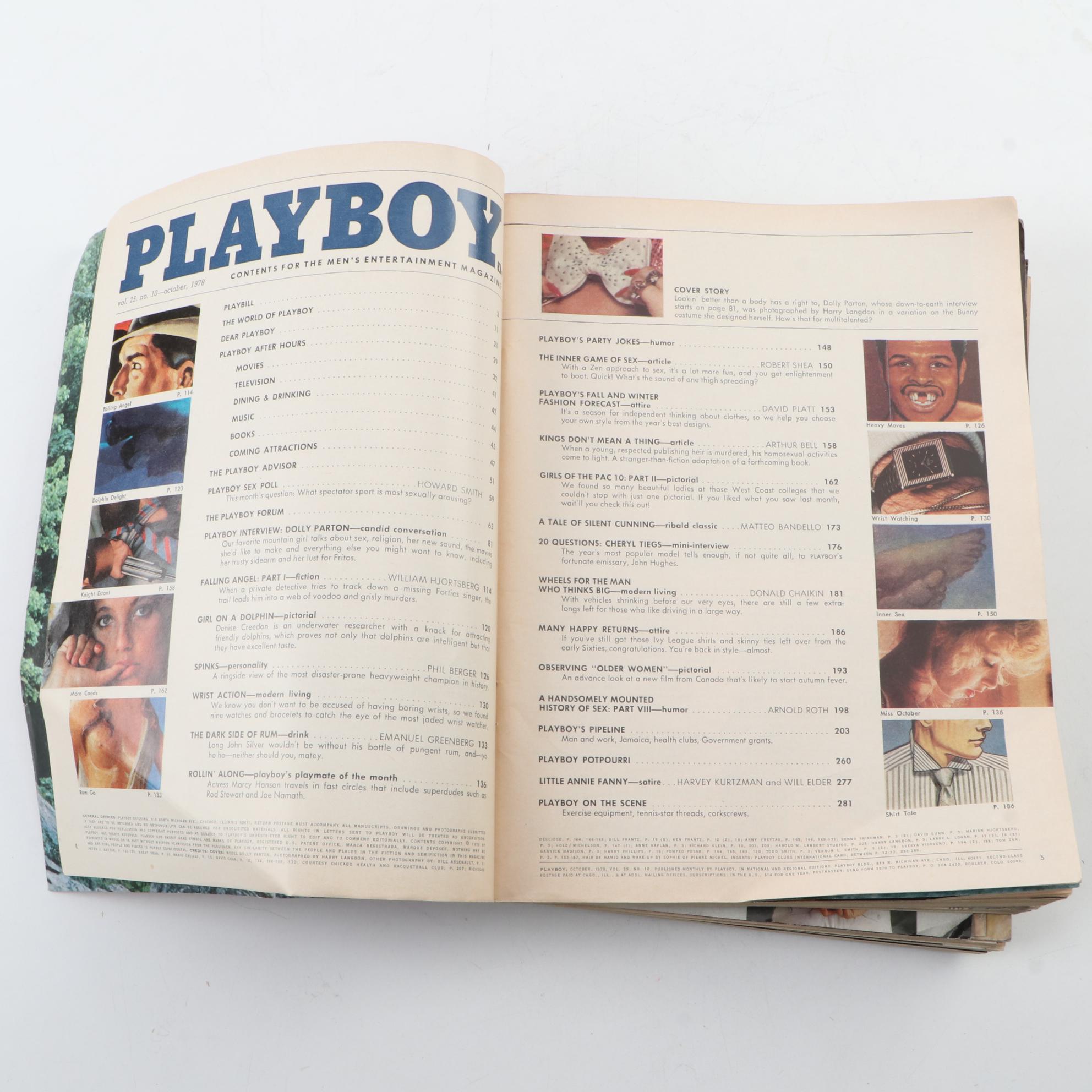 "Playboy" Magazines Featuring Dolly Parton, Bo Derek, 1970s and 1980s
