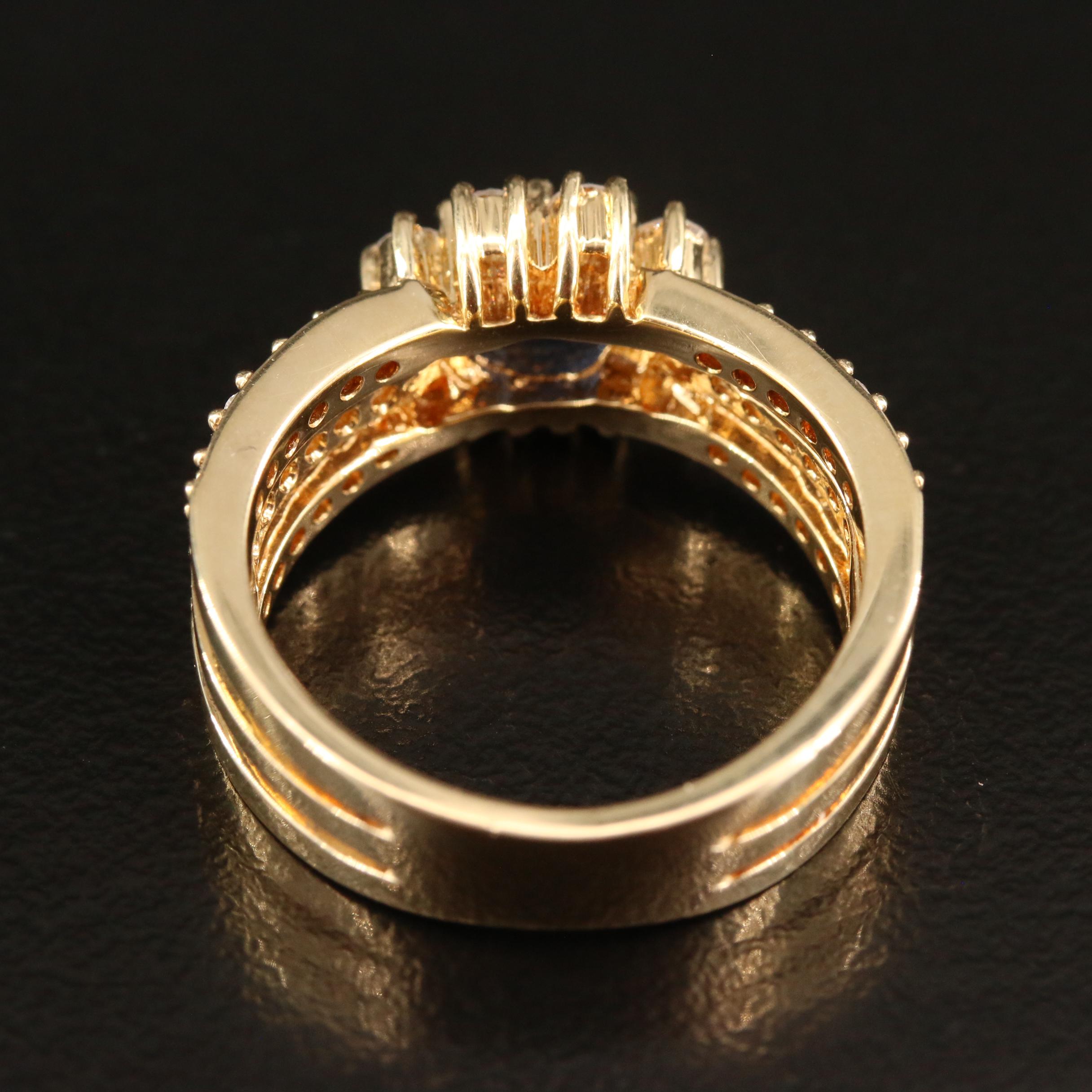 EFFY 14K Sapphrie and Diamond East to West Halo Ring