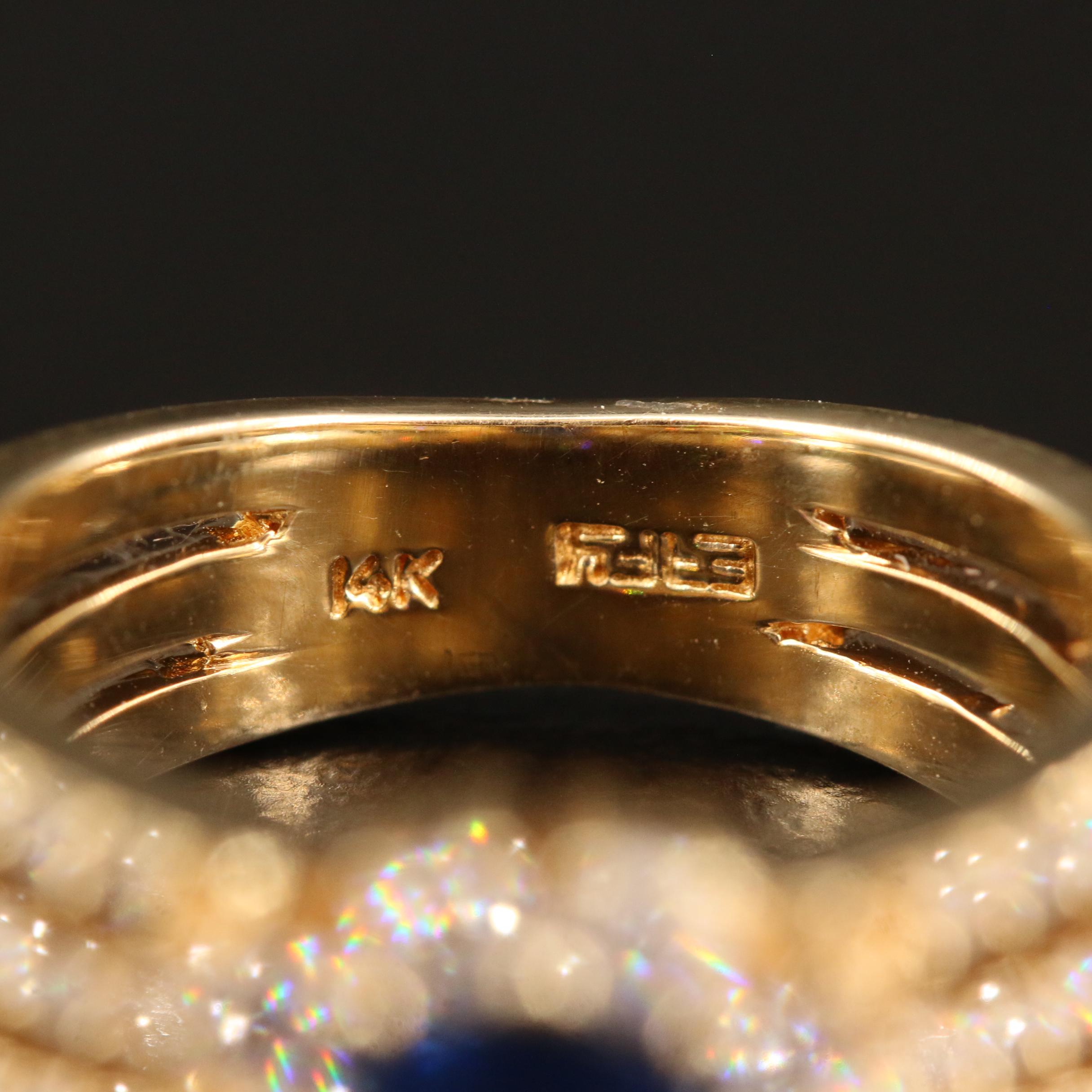 EFFY 14K Sapphrie and Diamond East to West Halo Ring