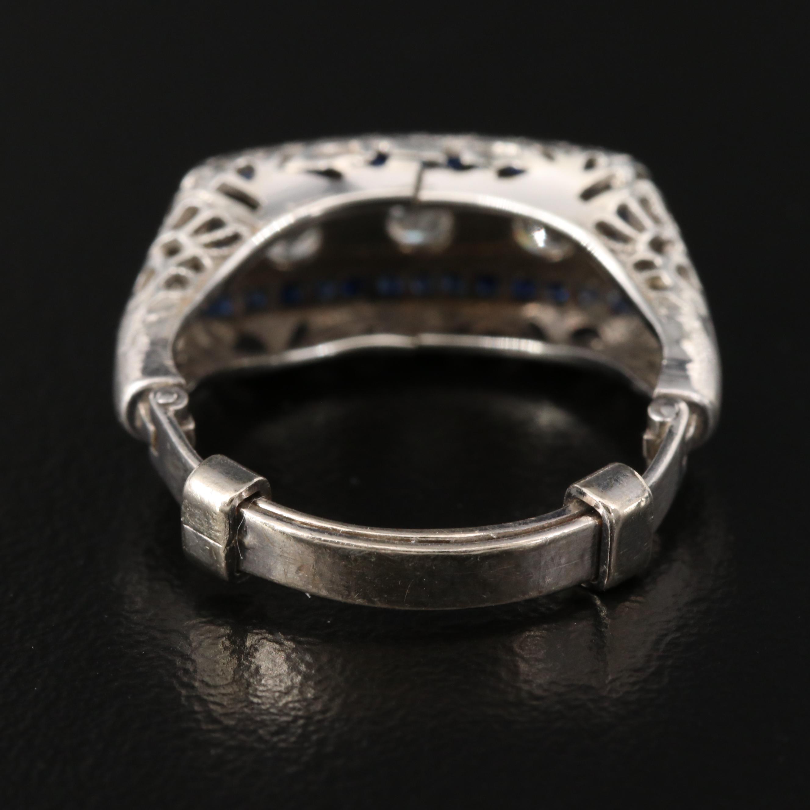 Art Deco Karlan & Bleicher Inc. 18K and 14K Diamond and Sapphire Ring