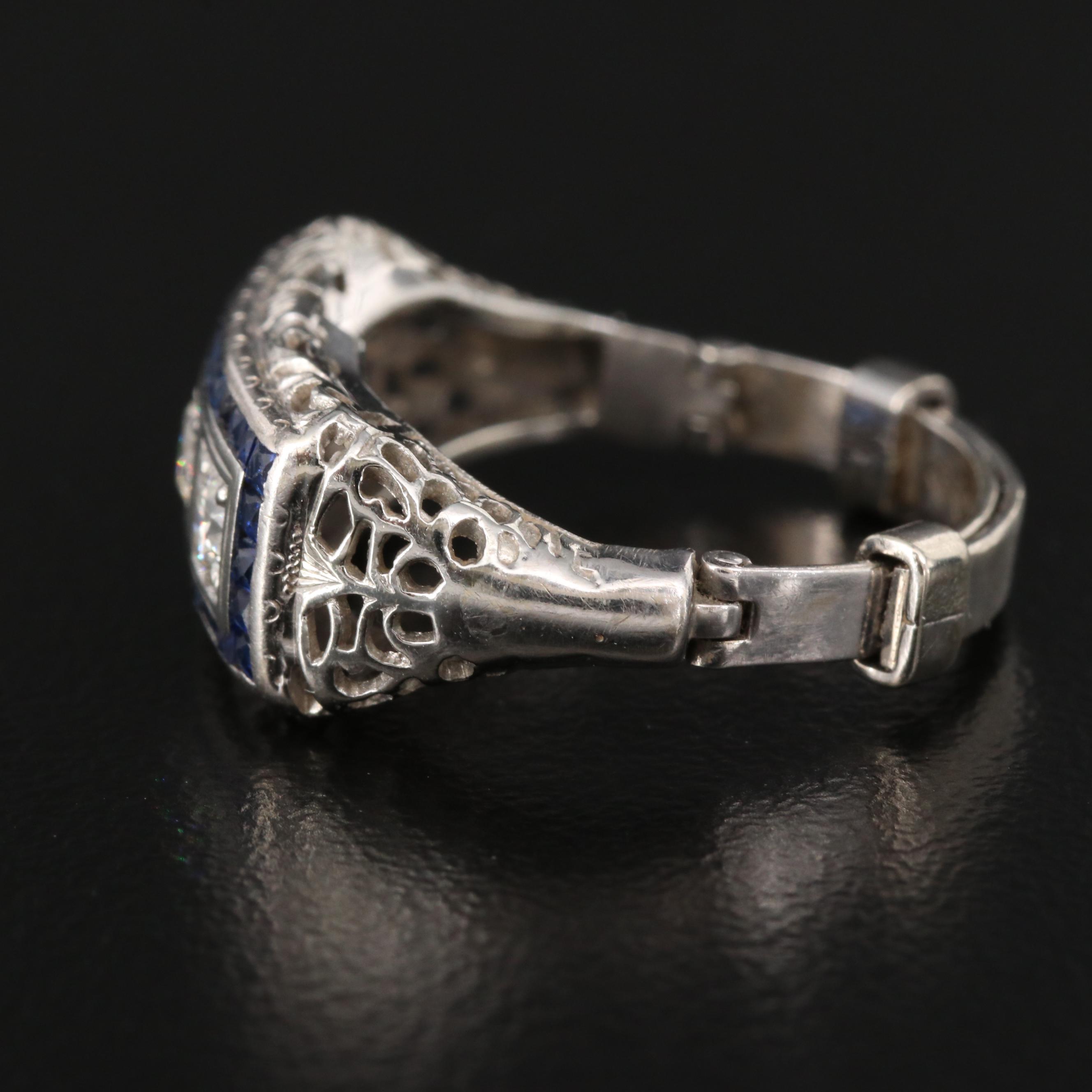 Art Deco Karlan & Bleicher Inc. 18K and 14K Diamond and Sapphire Ring