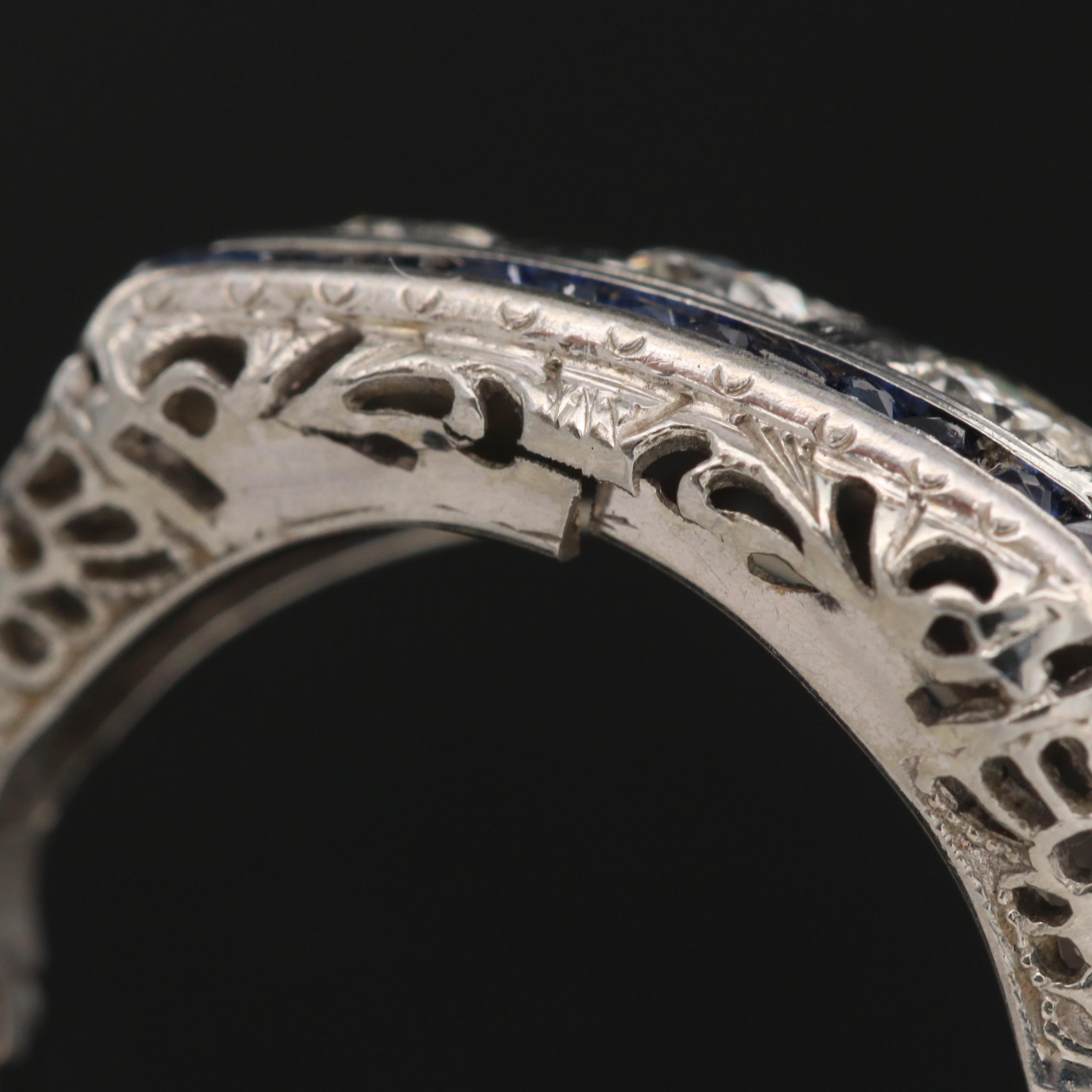 Art Deco Karlan & Bleicher Inc. 18K and 14K Diamond and Sapphire Ring