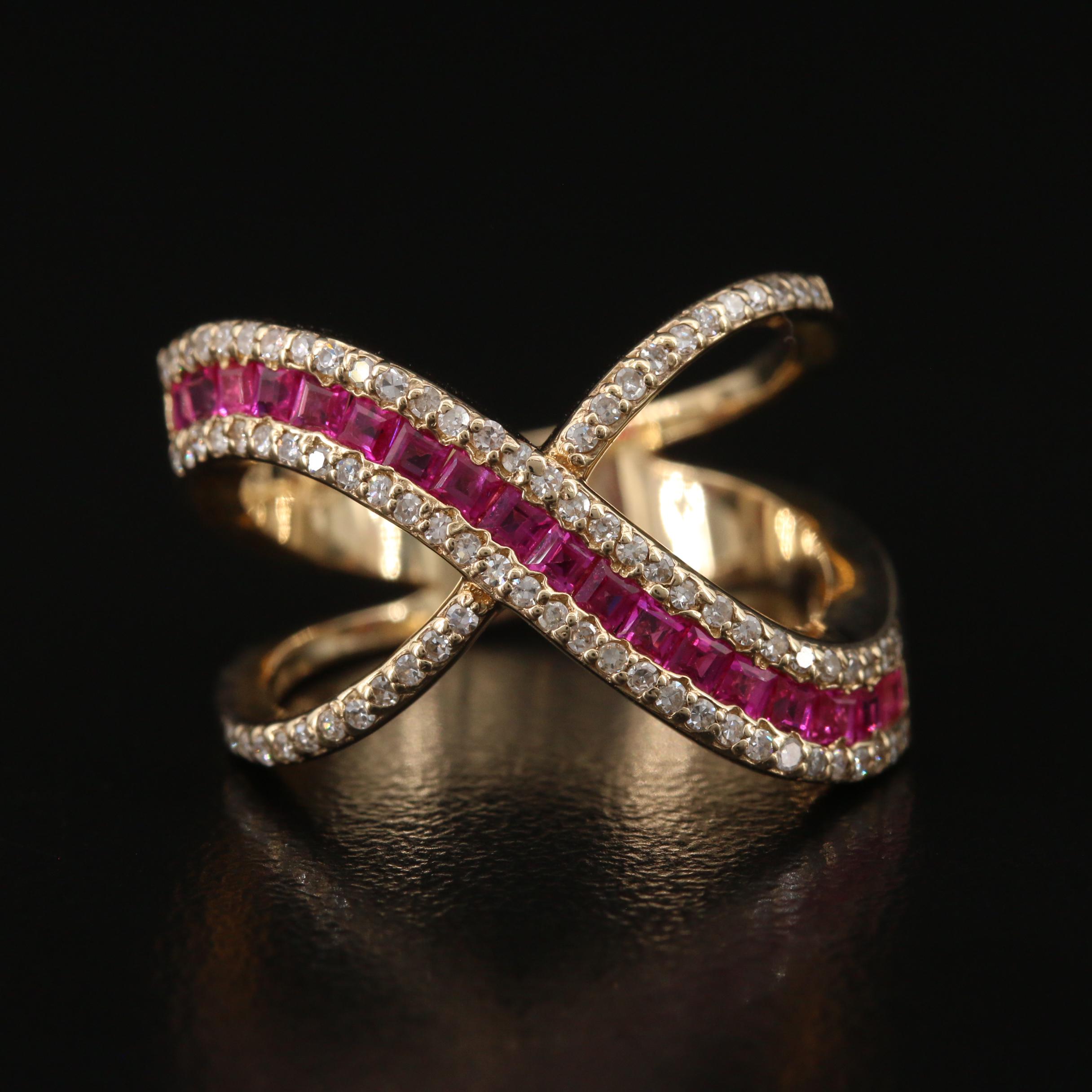 EFFY 14K Ruby and Diamond Crossover Ring