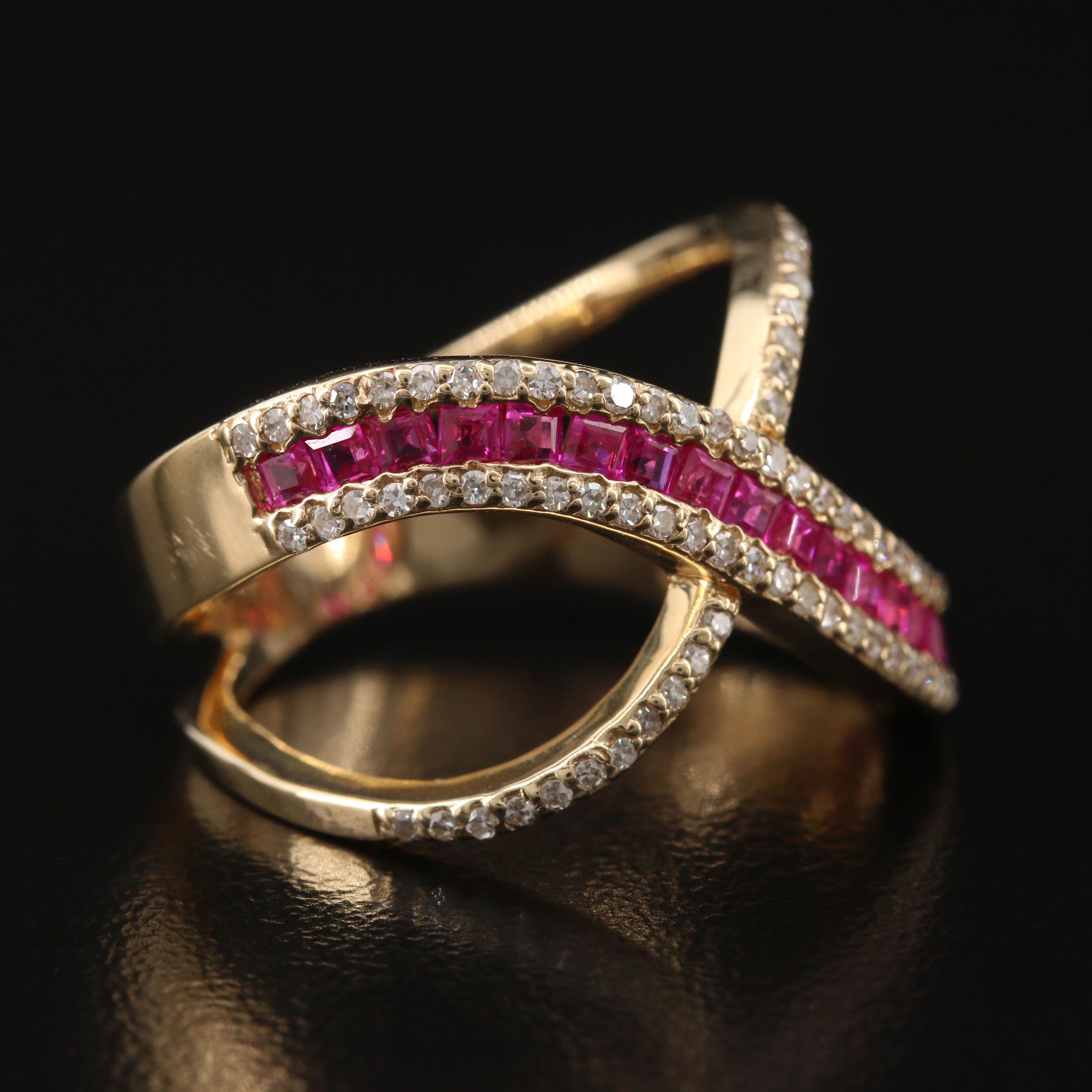EFFY 14K Ruby and Diamond Crossover Ring