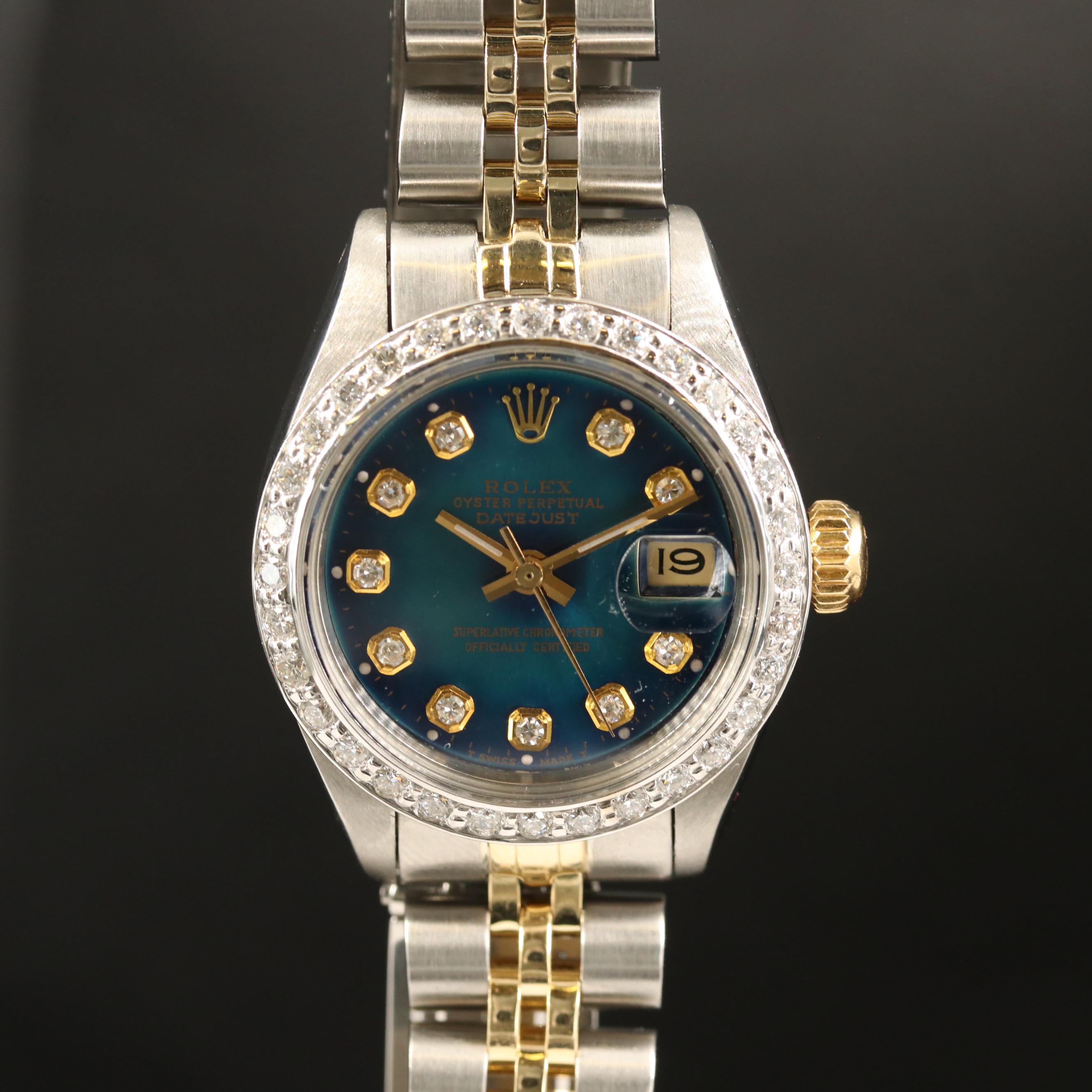 1981 Rolex Datejust 14K and Stainless Steel 1.00 CTW Diamond Watch