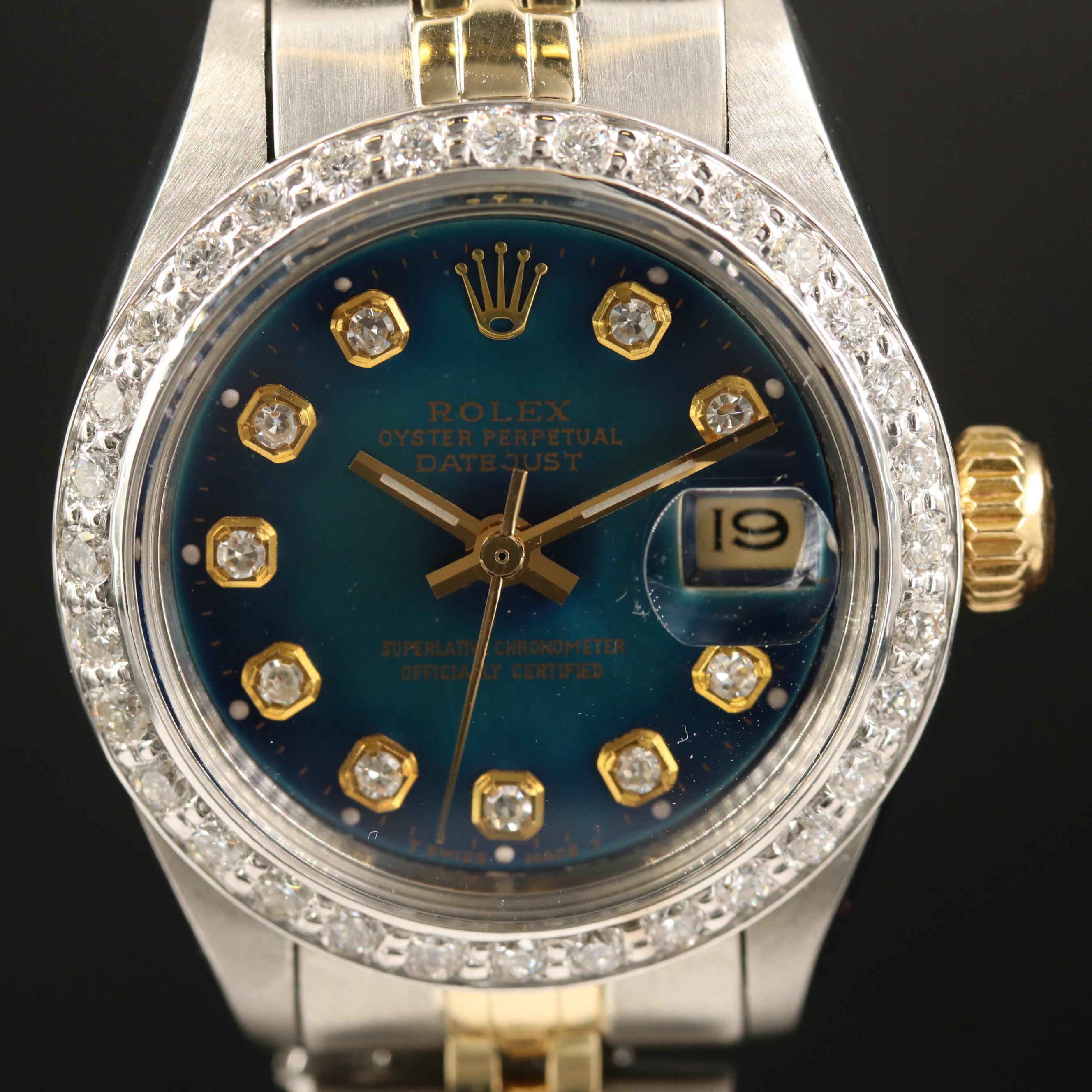 1981 Rolex Datejust 14K and Stainless Steel 1.00 CTW Diamond Watch