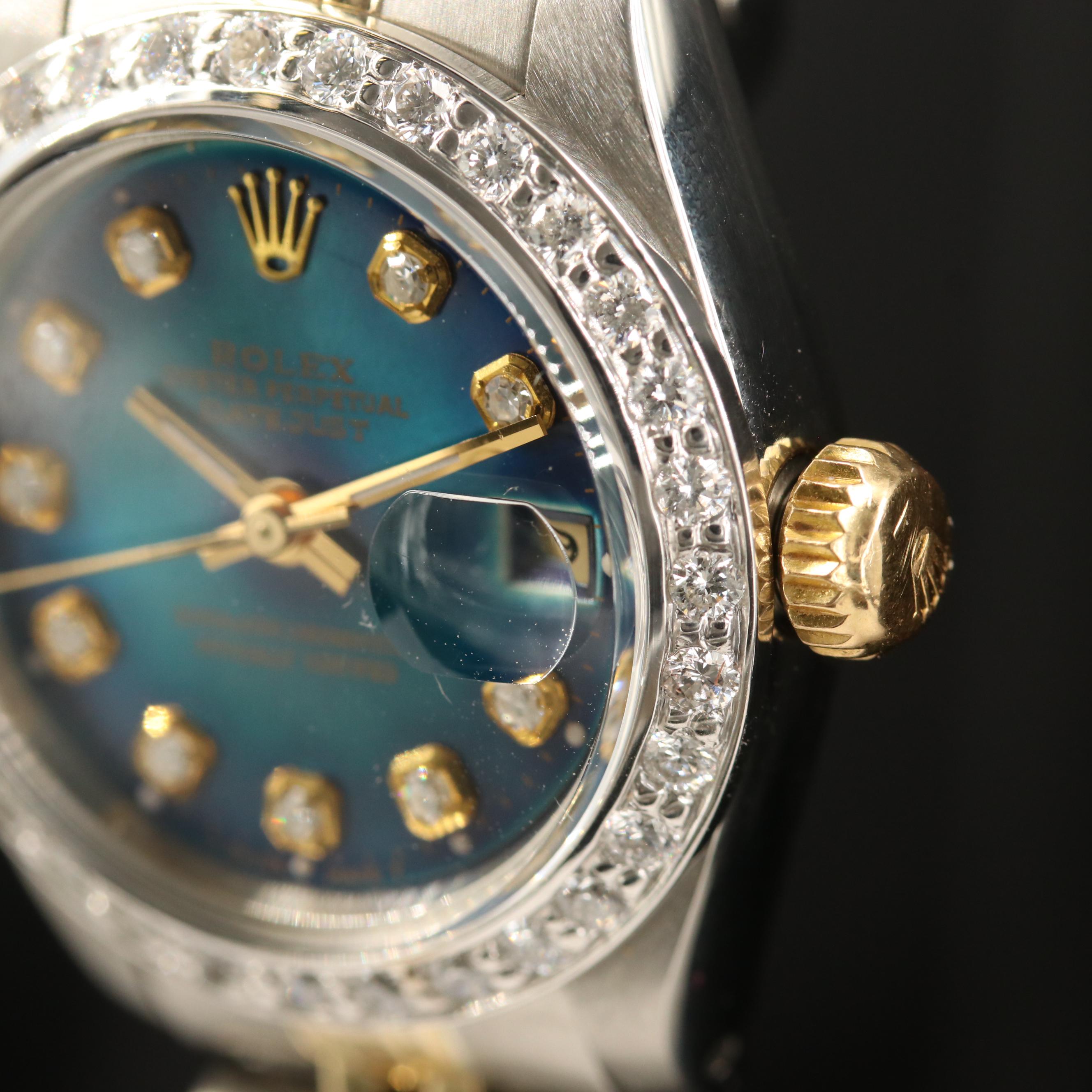 1981 Rolex Datejust 14K and Stainless Steel 1.00 CTW Diamond Watch