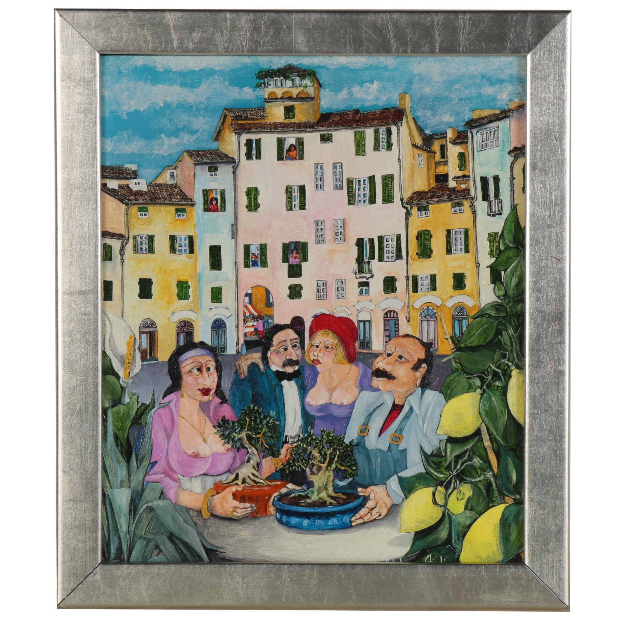 Adelano Cheli Italian Folk Art Oil Painting, 2007