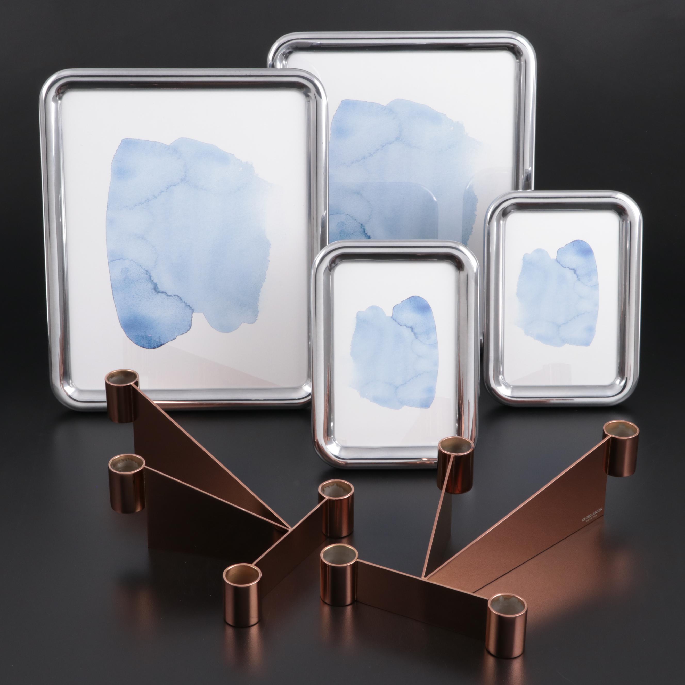 Georg Jensen "Tableau" Picture Frames with "Urkiola" Candlestick Holders
