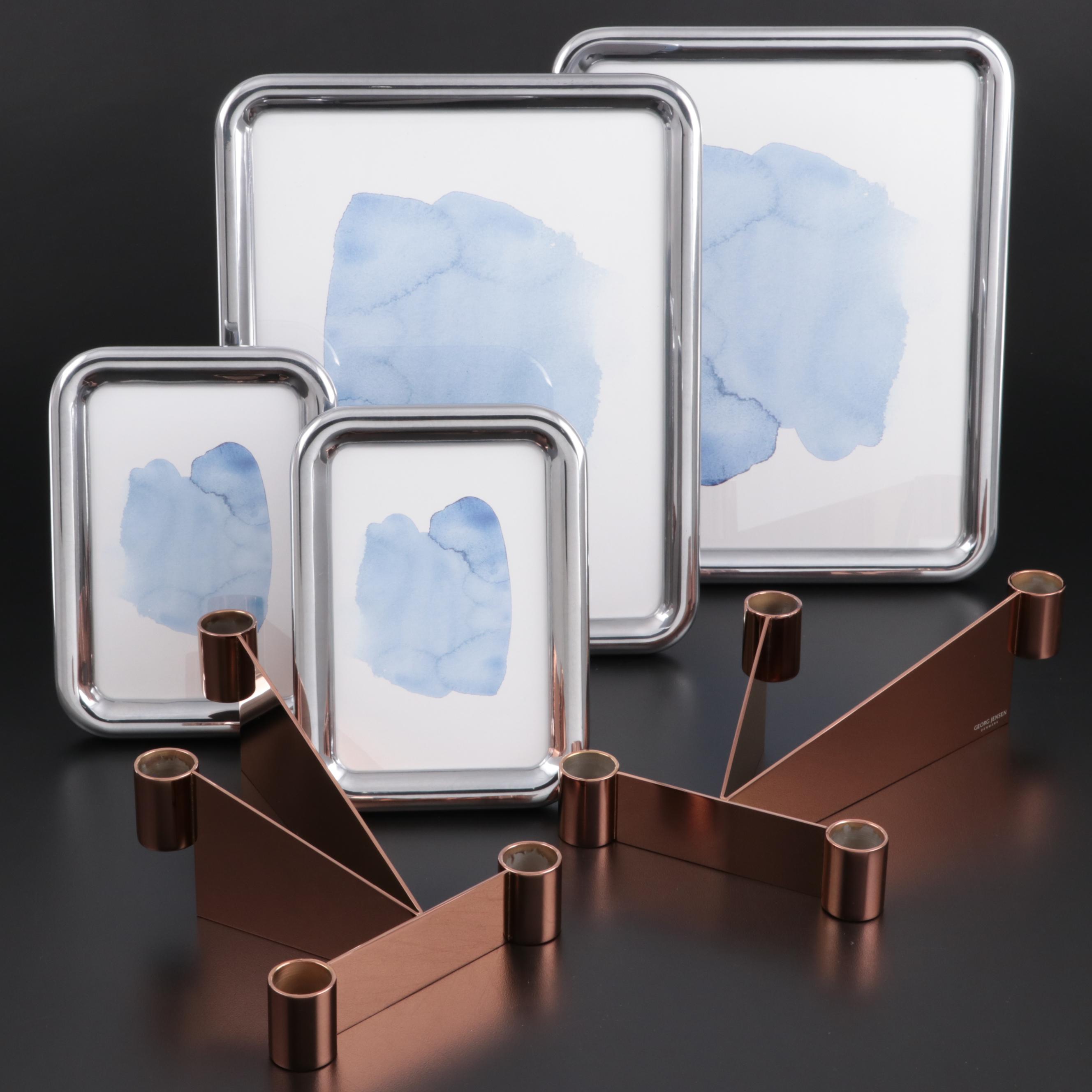 Georg Jensen "Tableau" Picture Frames with "Urkiola" Candlestick Holders