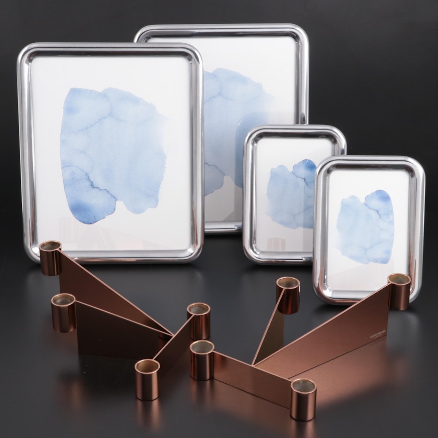 Georg Jensen "Tableau" Picture Frames with "Urkiola" Candlestick Holders