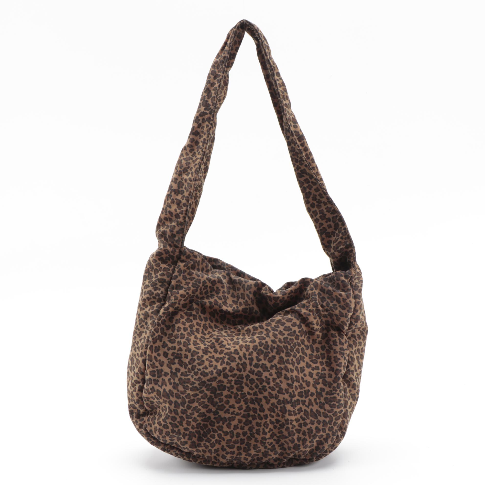 Bottega Veneta Leopard Print Nylon Hobo Bag