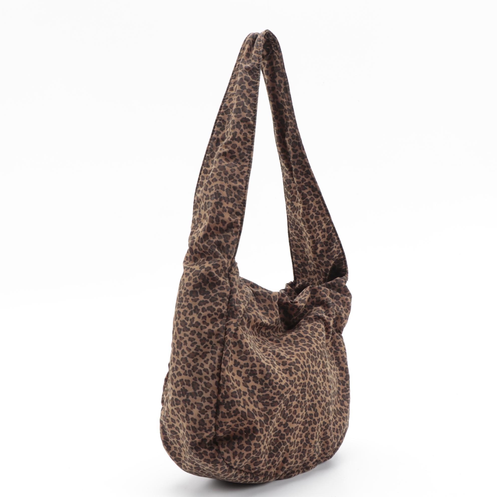 Bottega Veneta Leopard Print Nylon Hobo Bag