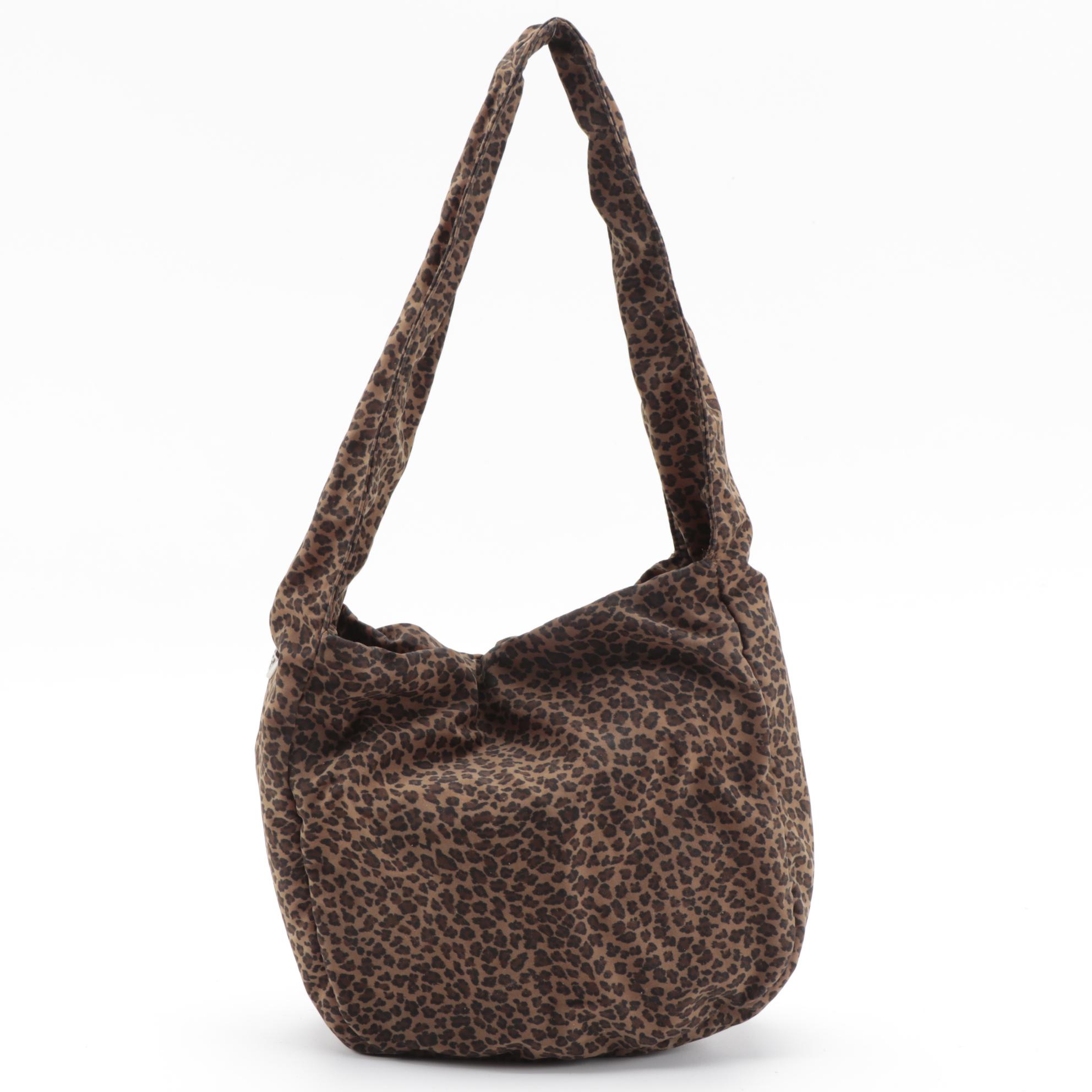 Bottega Veneta Leopard Print Nylon Hobo Bag