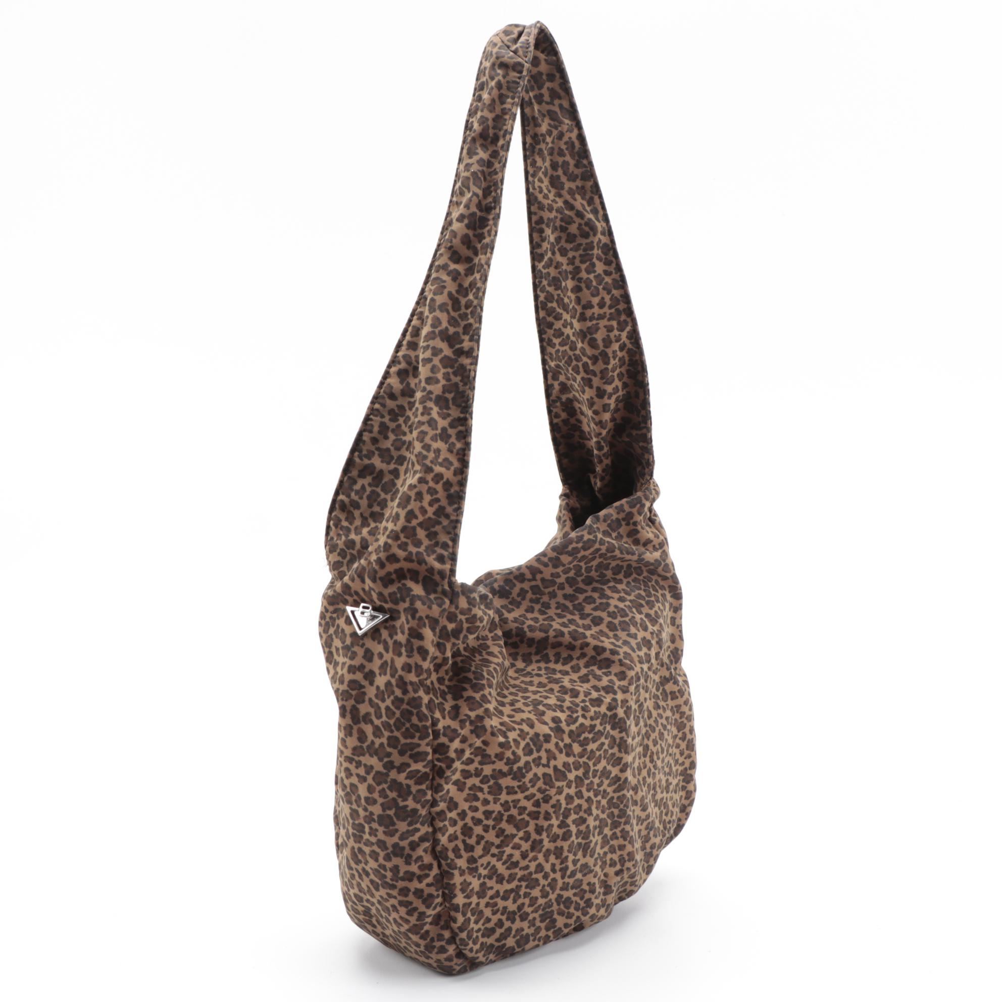 Bottega Veneta Leopard Print Nylon Hobo Bag