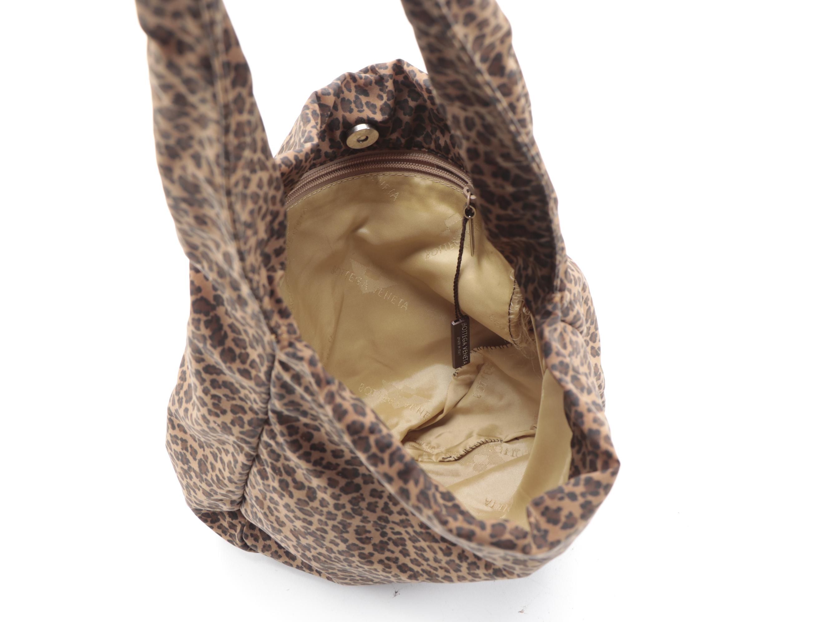 Bottega Veneta Leopard Print Nylon Hobo Bag