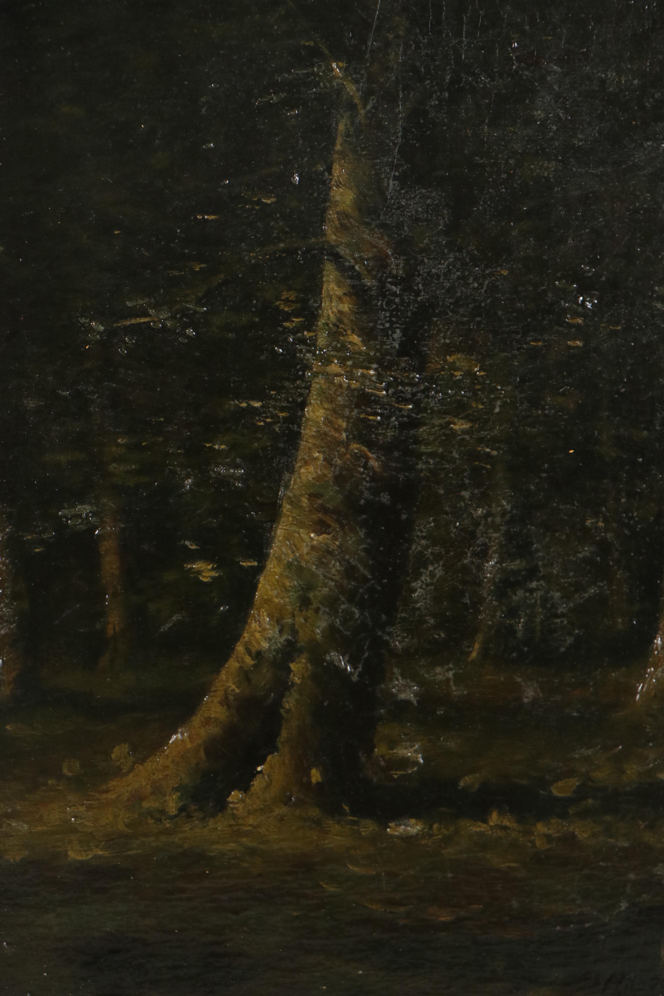 Harvey Joiner Oil Painting "Interior Woods," Late 19th Century