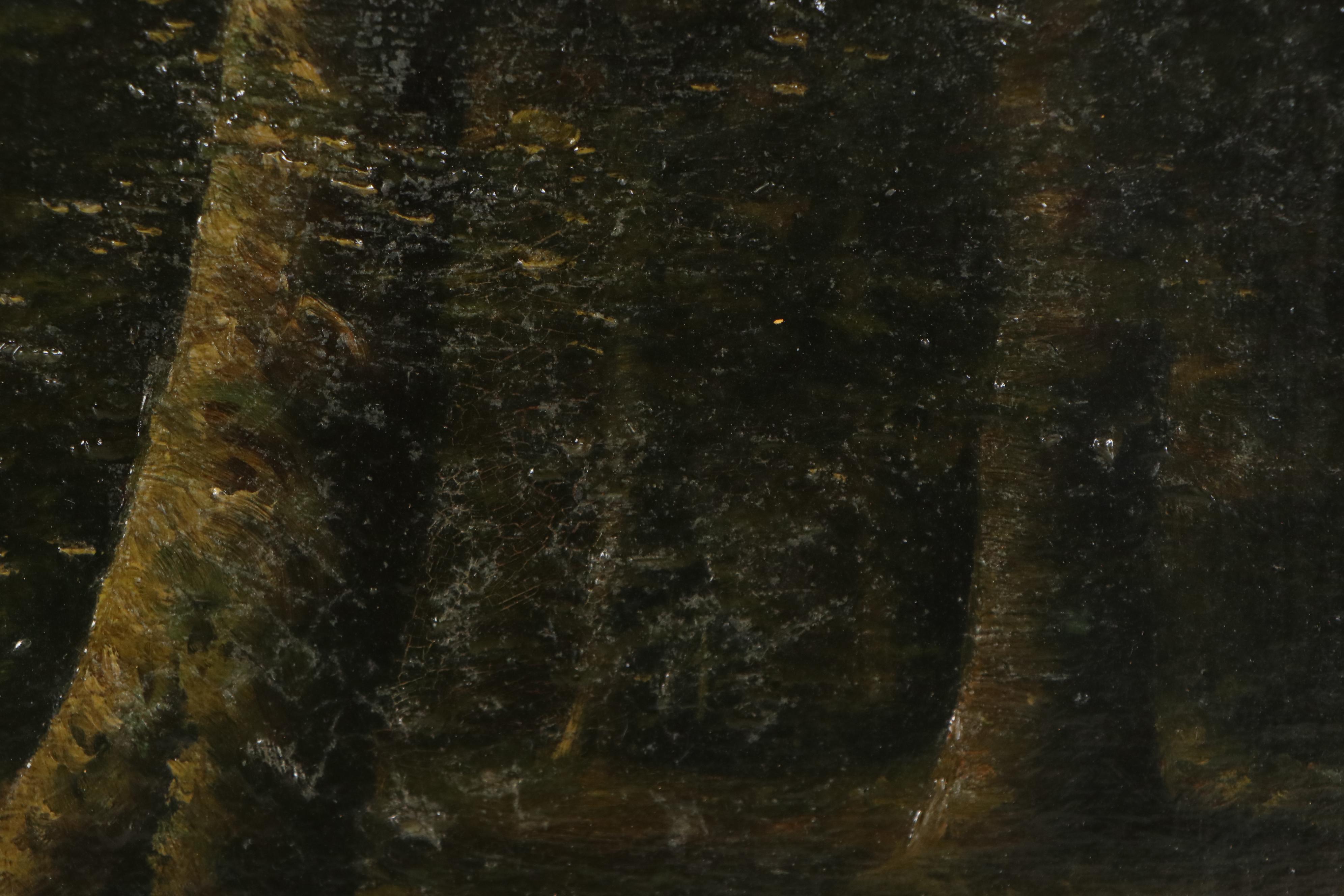 Harvey Joiner Oil Painting "Interior Woods," Late 19th Century