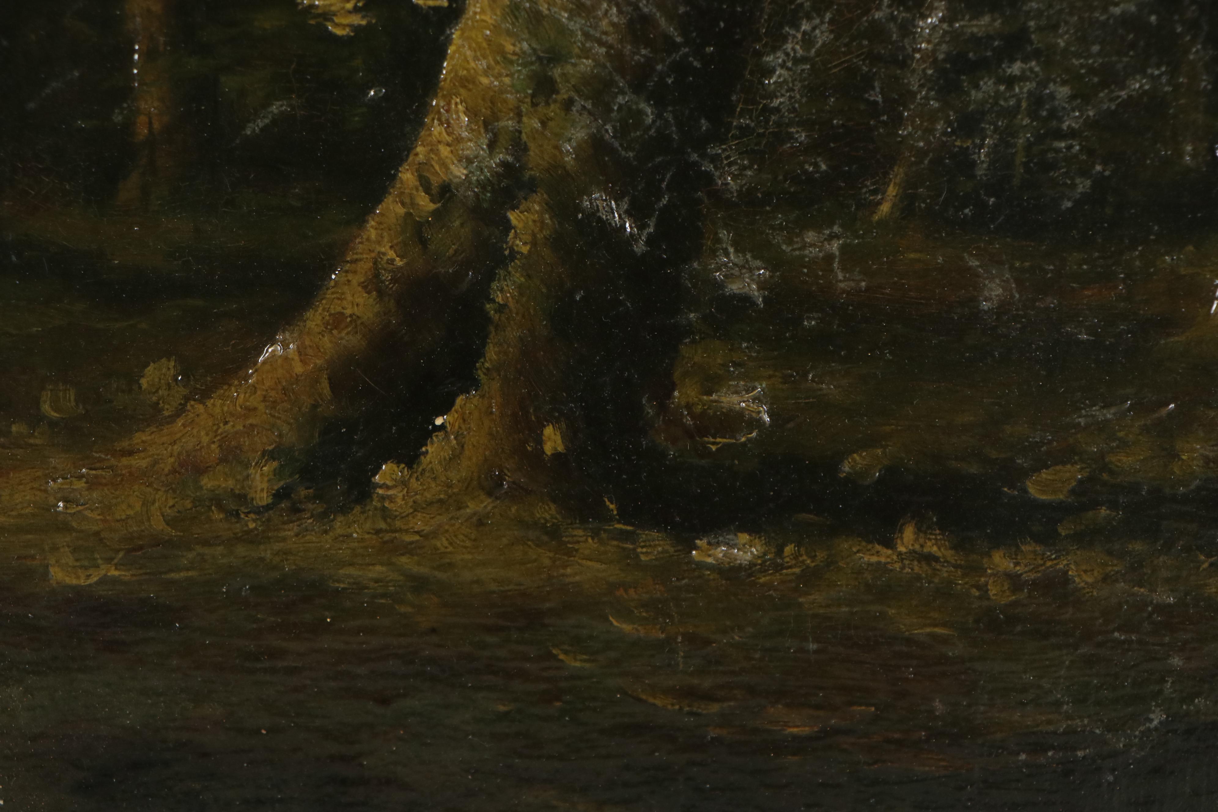 Harvey Joiner Oil Painting "Interior Woods," Late 19th Century