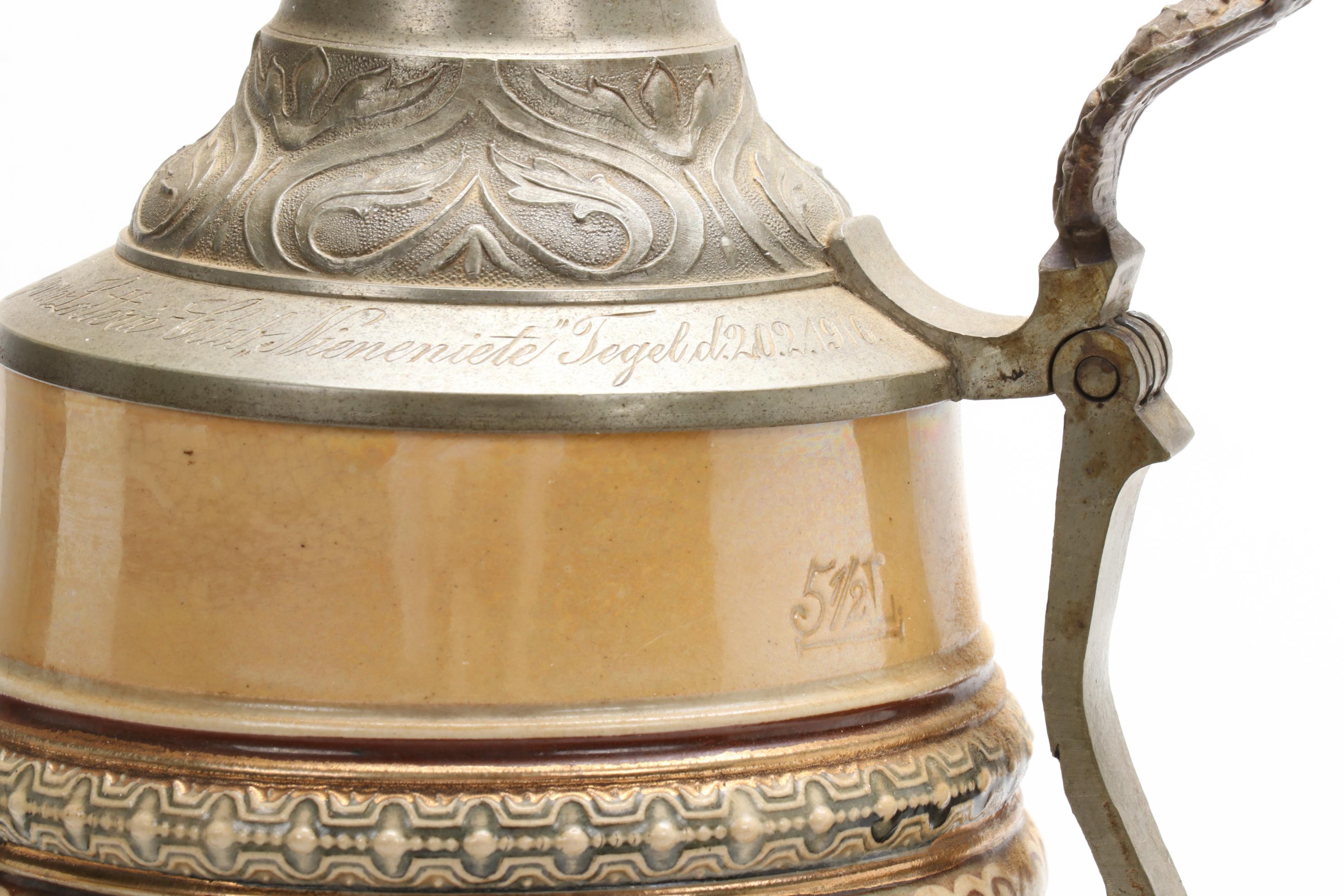 German Glazed Stoneware 5.5 Liter Beer Stein