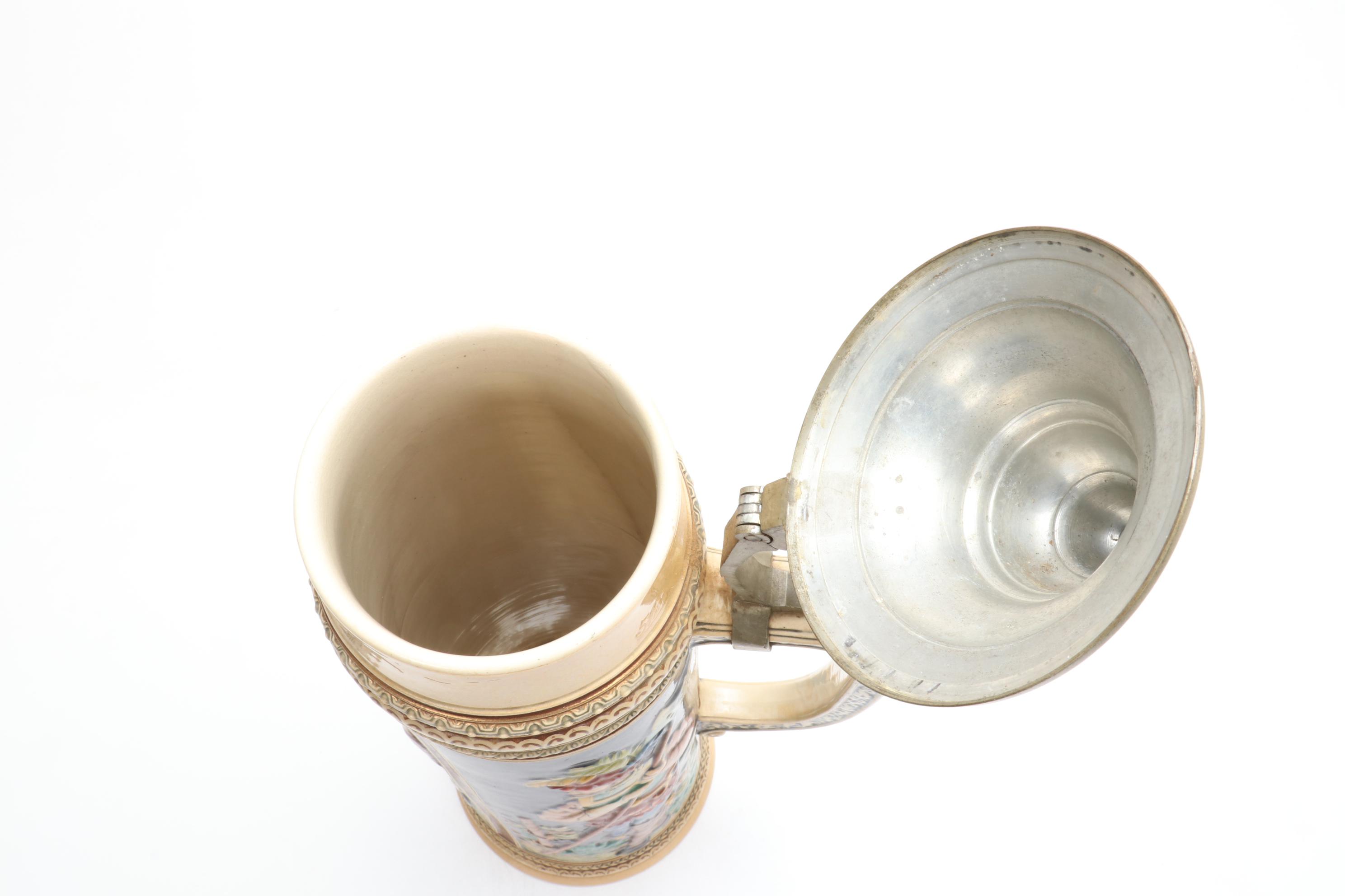 German Glazed Stoneware 5.5 Liter Beer Stein