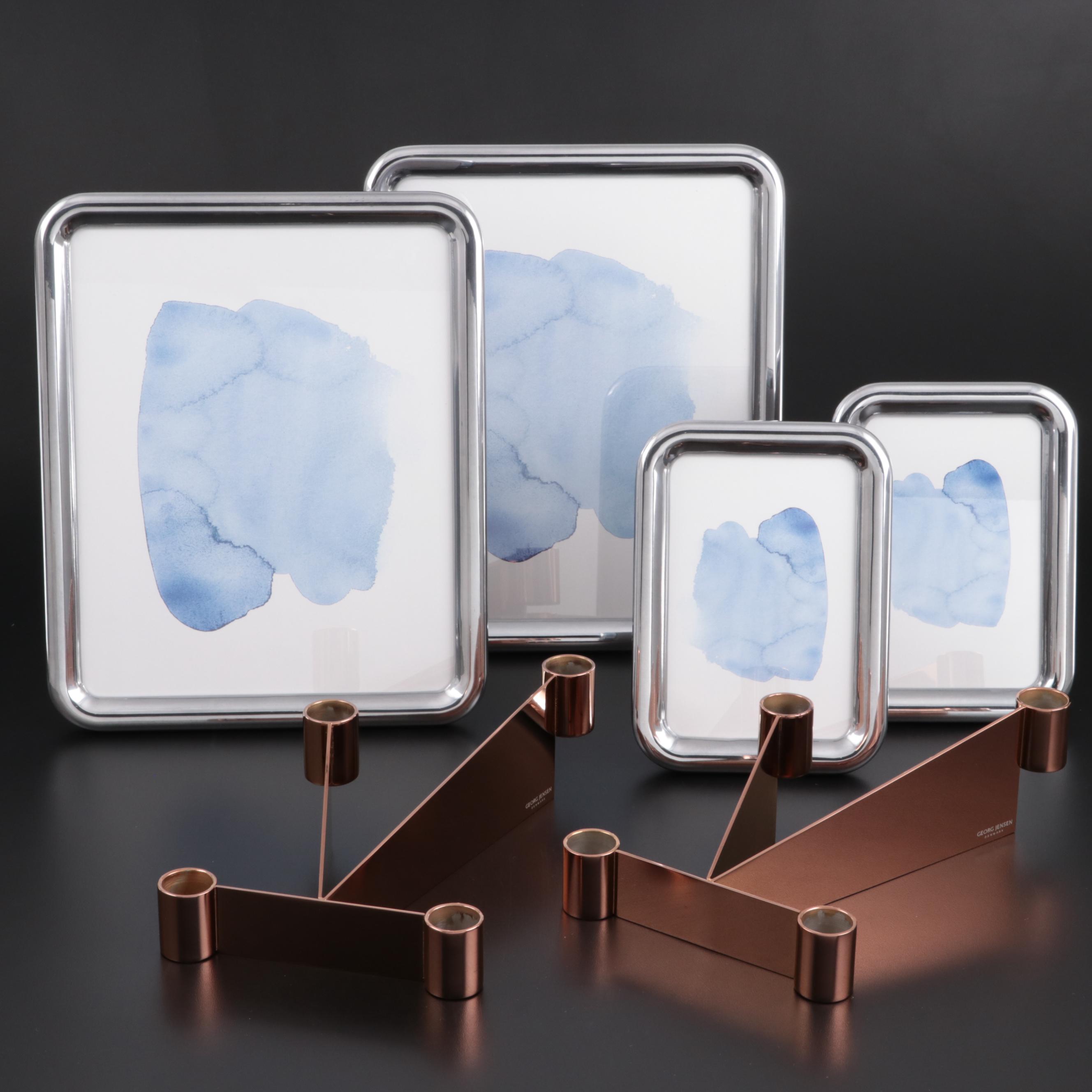 Georg Jensen "Tableau" Picture Frames with "Urkiola" Candlestick Holders