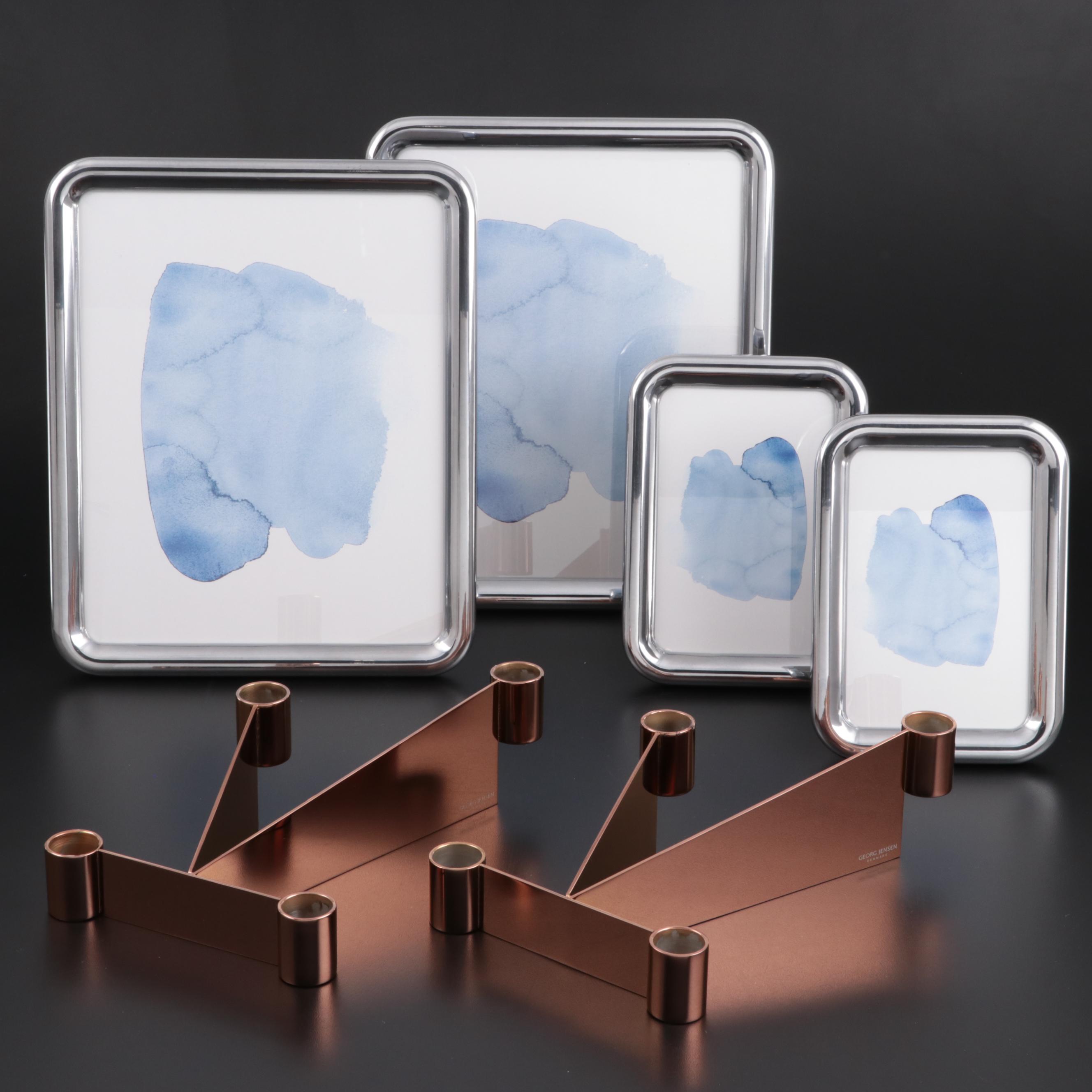 Georg Jensen "Tableau" Picture Frames with "Urkiola" Candlestick Holders