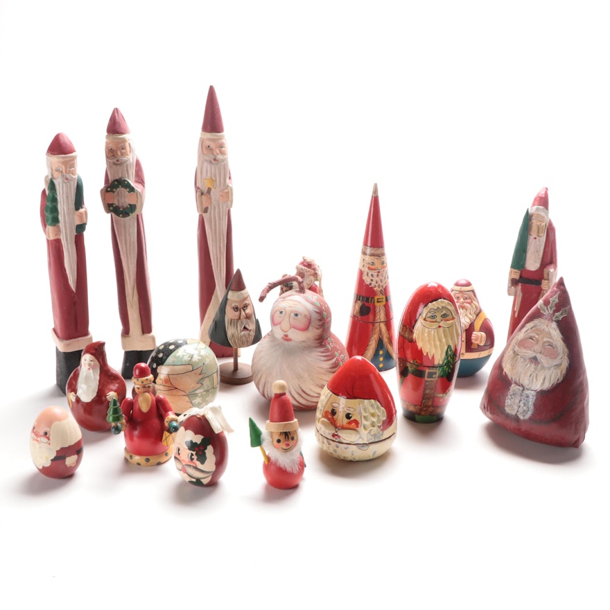 Santa Claus Ornaments Including Jim Shore and Lenox, Mid/Late 20th Century