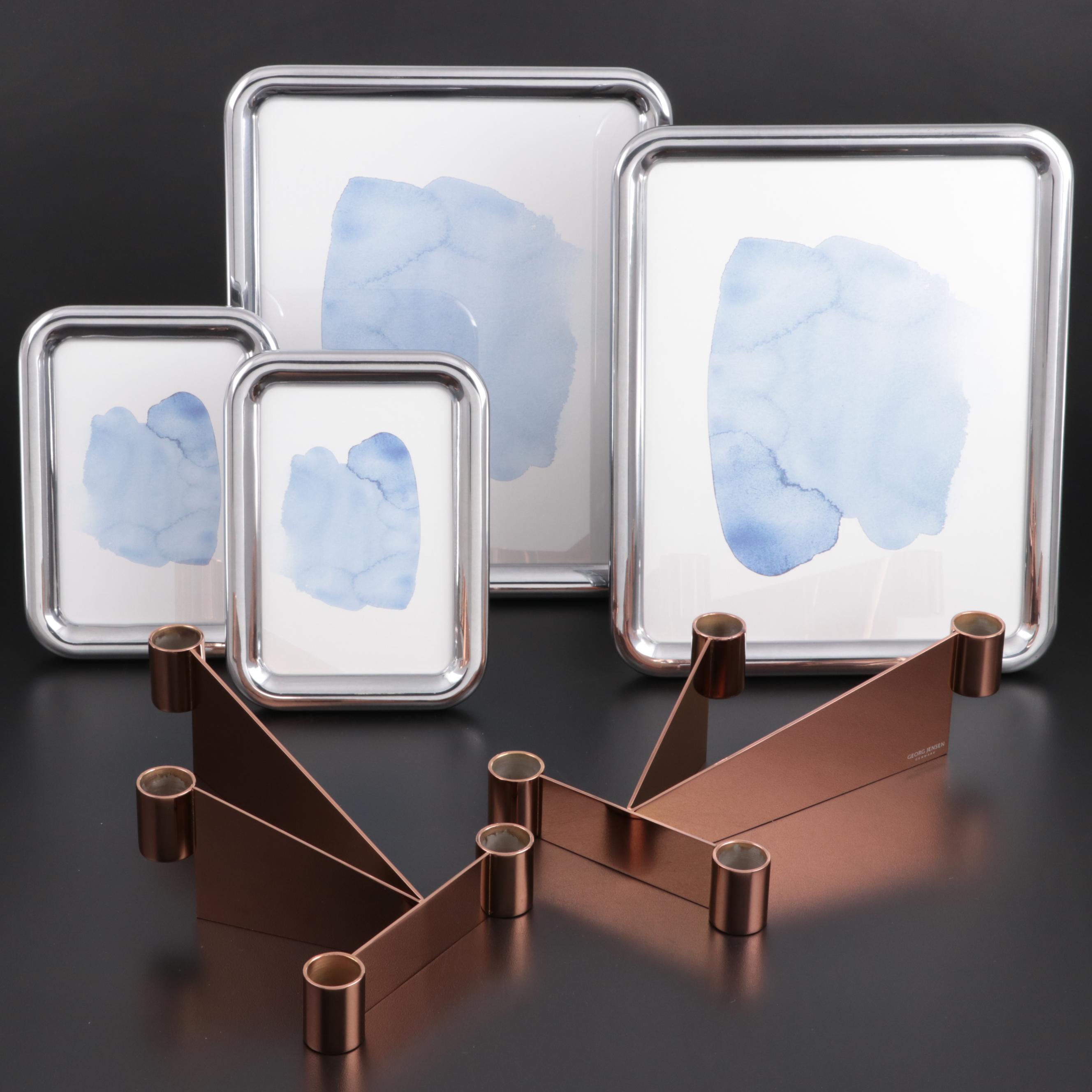 Georg Jensen "Tableau" Picture Frames with "Urkiola" Candlestick Holders