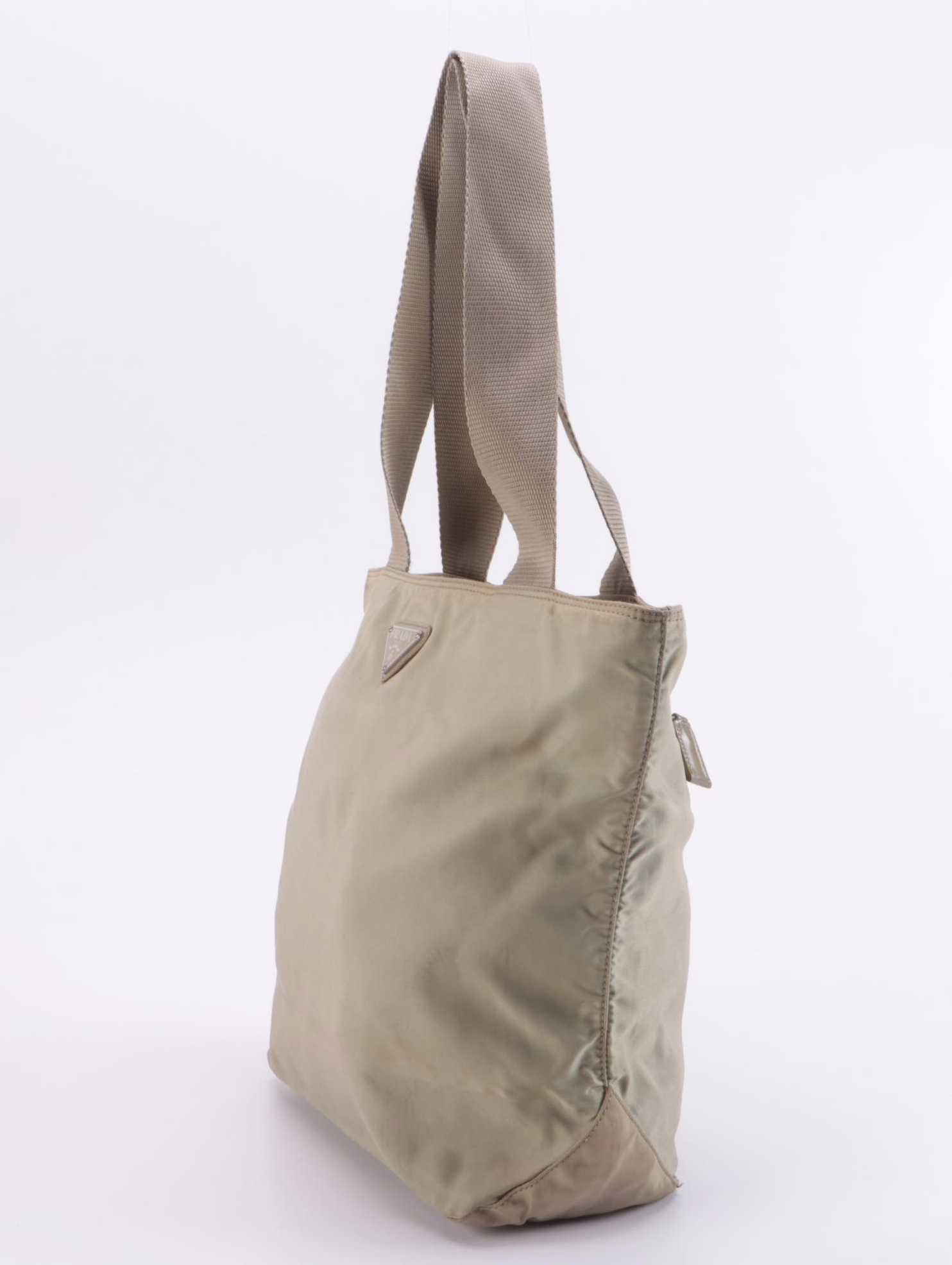 Prada Olive Nylon Zip Shoulder Tote