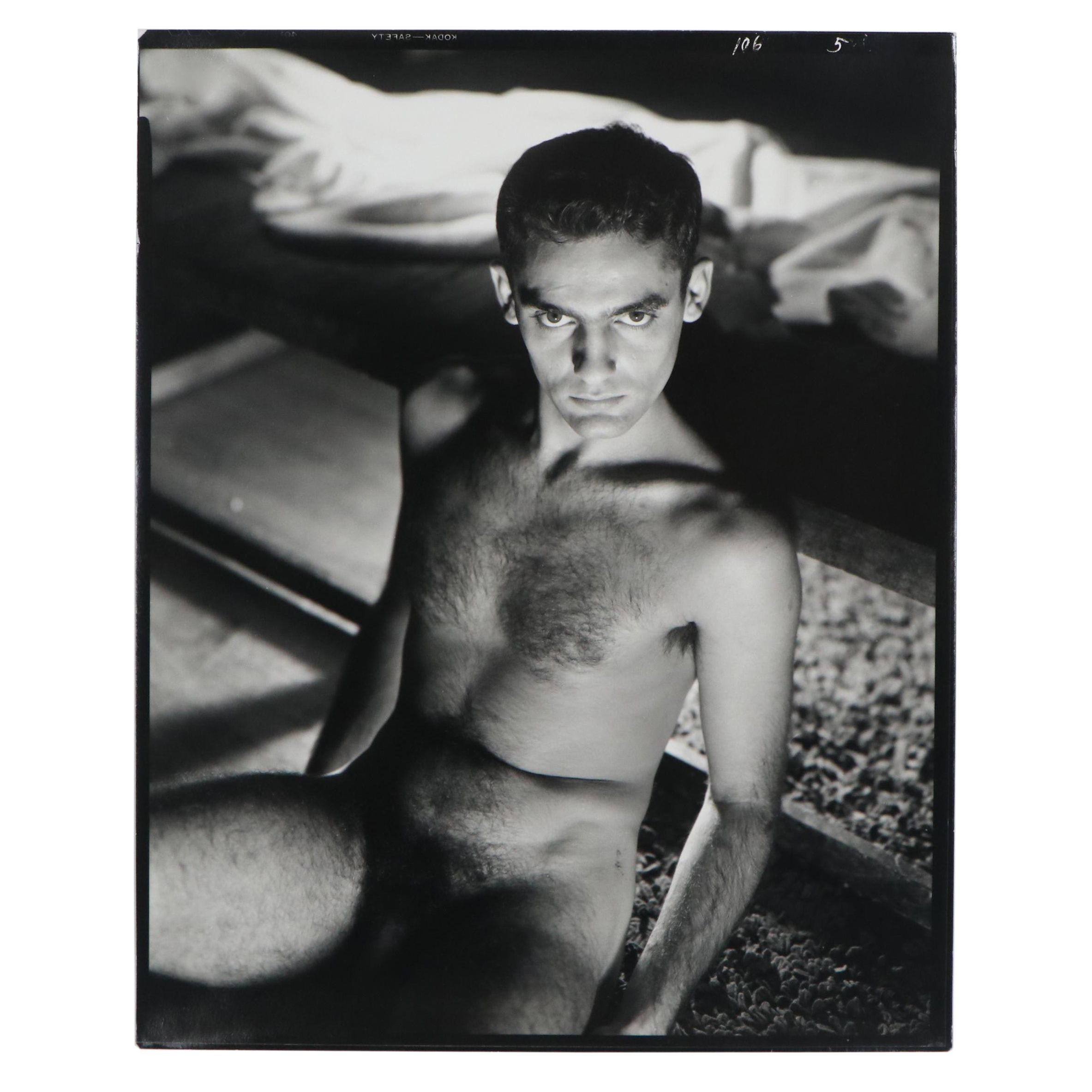 George Platt Lynes Silver Gelatin Photograph of Seated Male Nude
