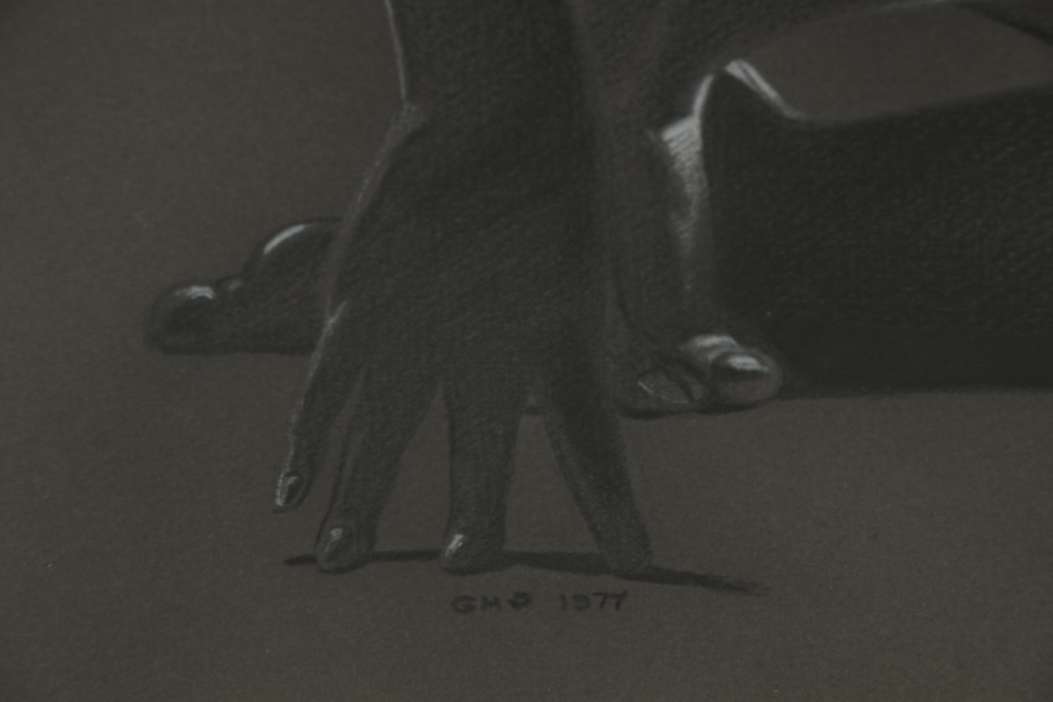 G.H.O. Studio Charcoal and Pastel Drawing of Posed Nude, 1977