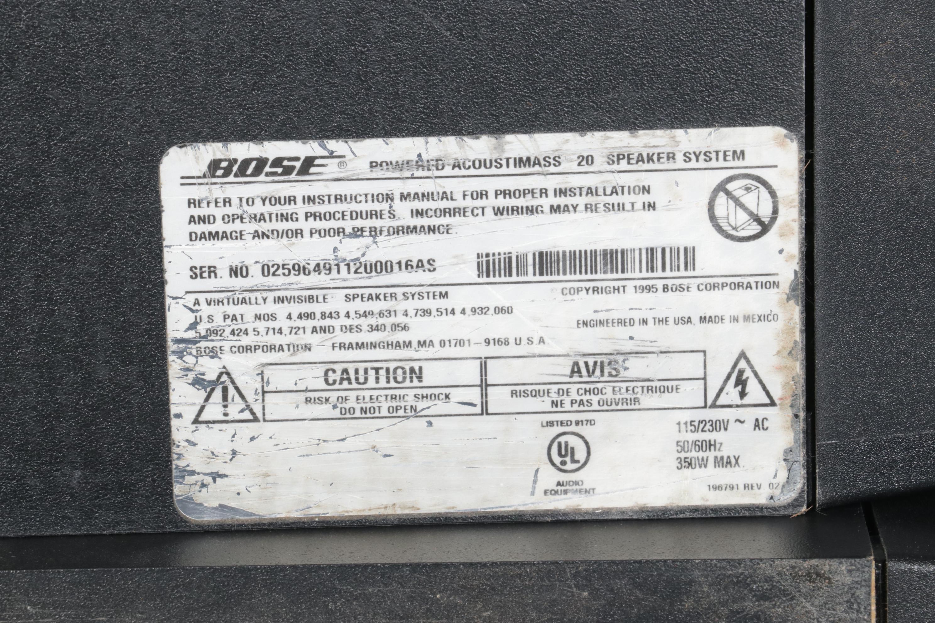 Bose "Acoustimass 5 and 20 Powered Speaker System" with Accessories