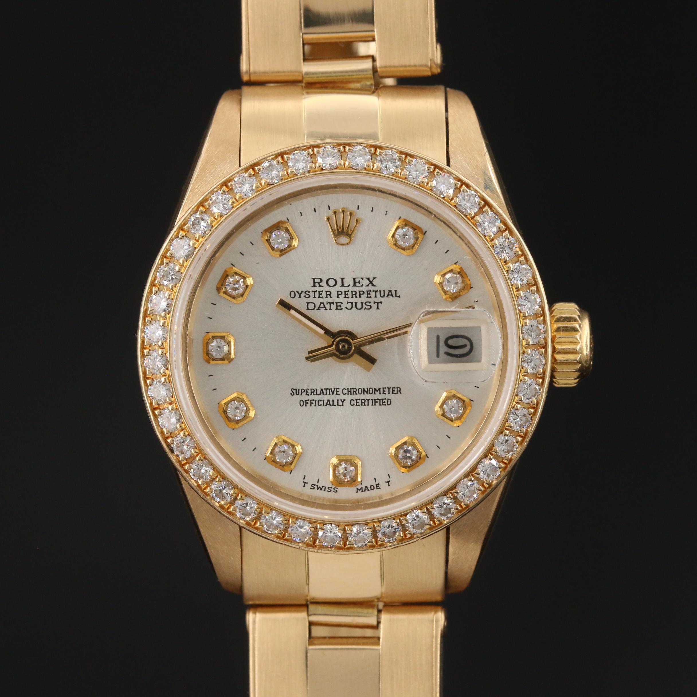 1979 Rolex Datejust 18K Yellow Gold Diamond Automatic Watch