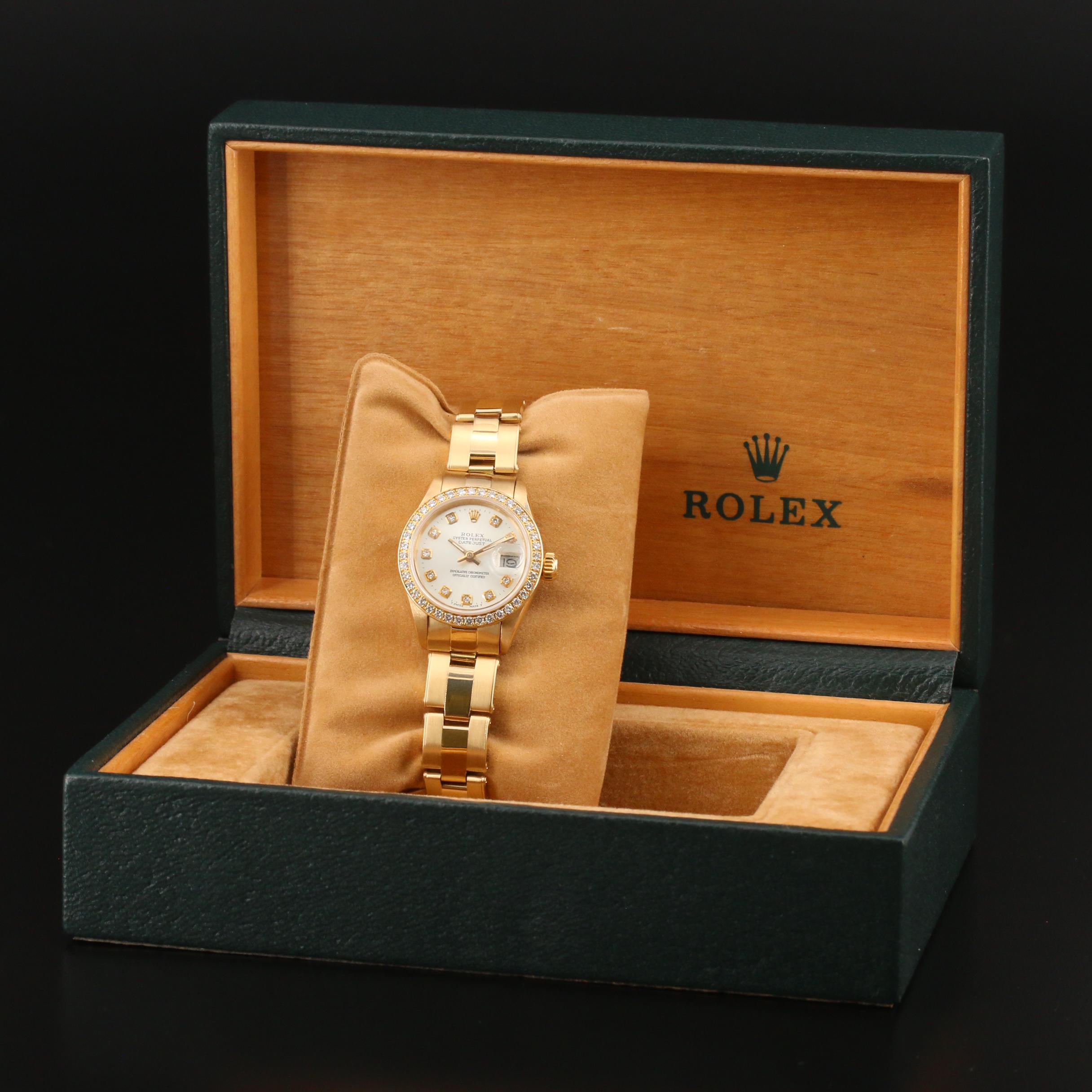 1979 Rolex Datejust 18K Yellow Gold Diamond Automatic Watch