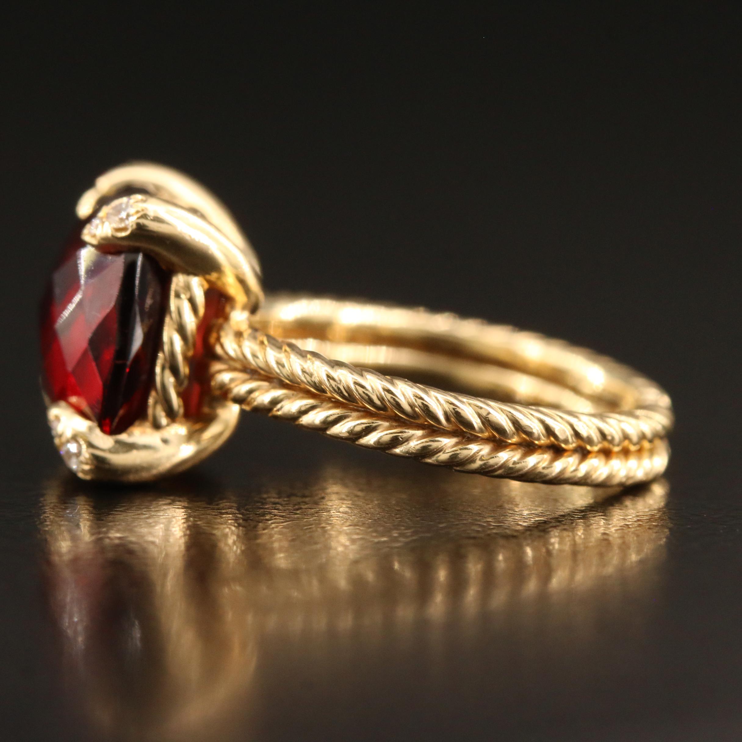 David Yurman "Chatelaine" 18K Garnet and Diamond Ring