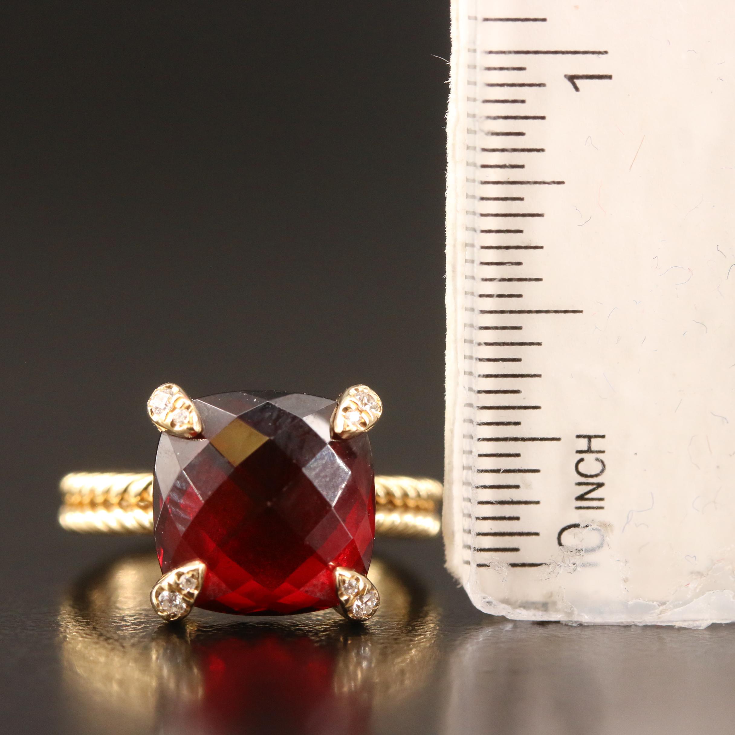 David Yurman "Chatelaine" 18K Garnet and Diamond Ring