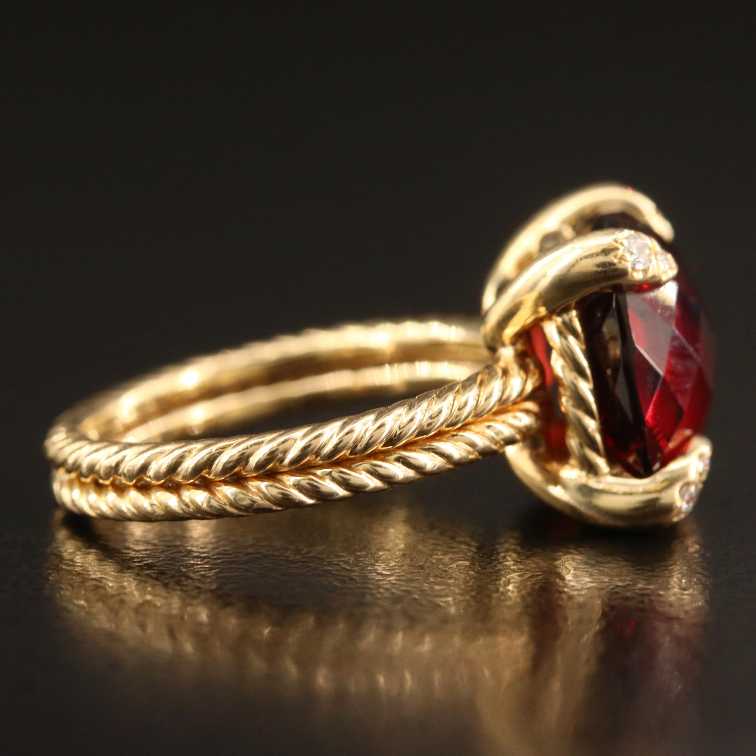 David Yurman "Chatelaine" 18K Garnet and Diamond Ring