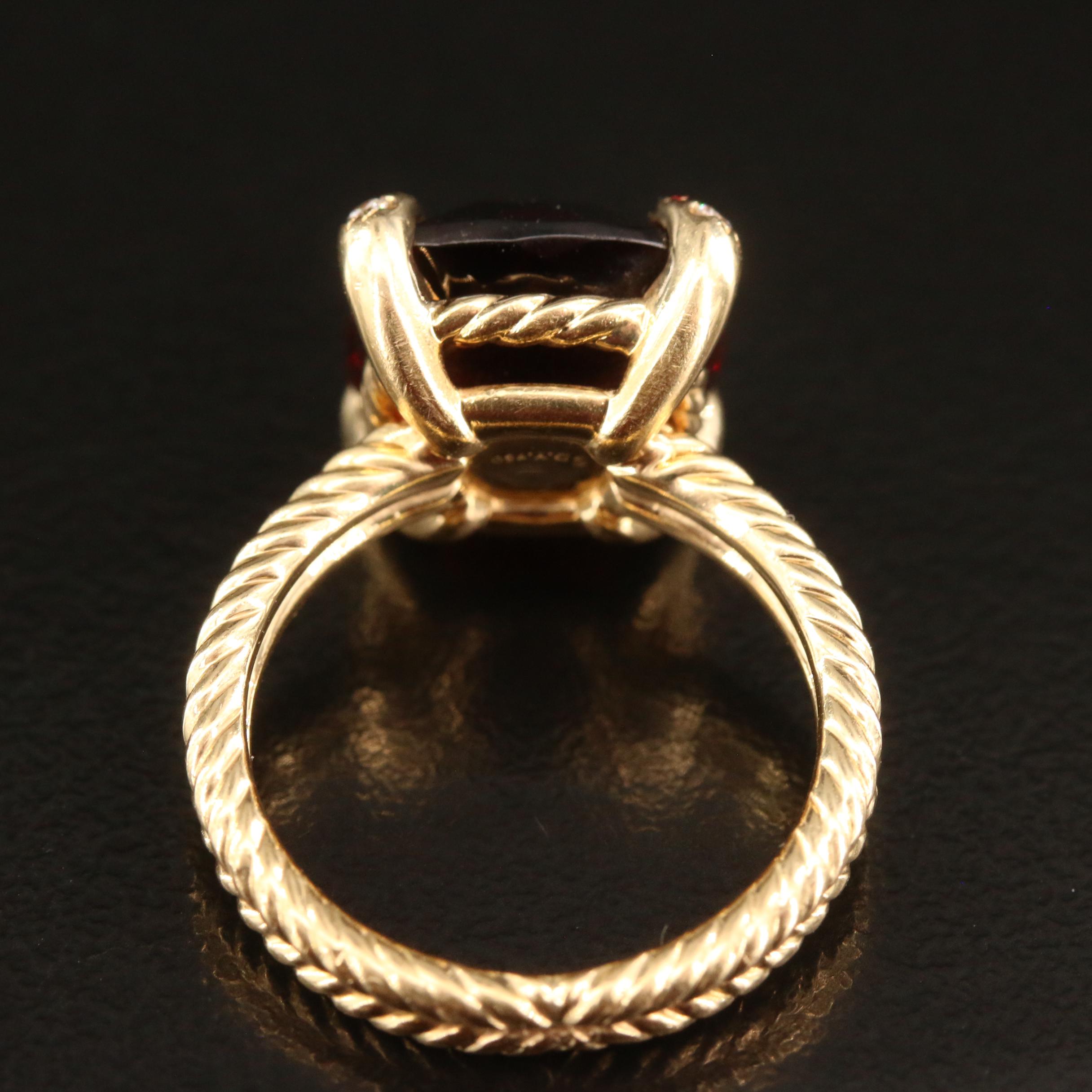 David Yurman "Chatelaine" 18K Garnet and Diamond Ring
