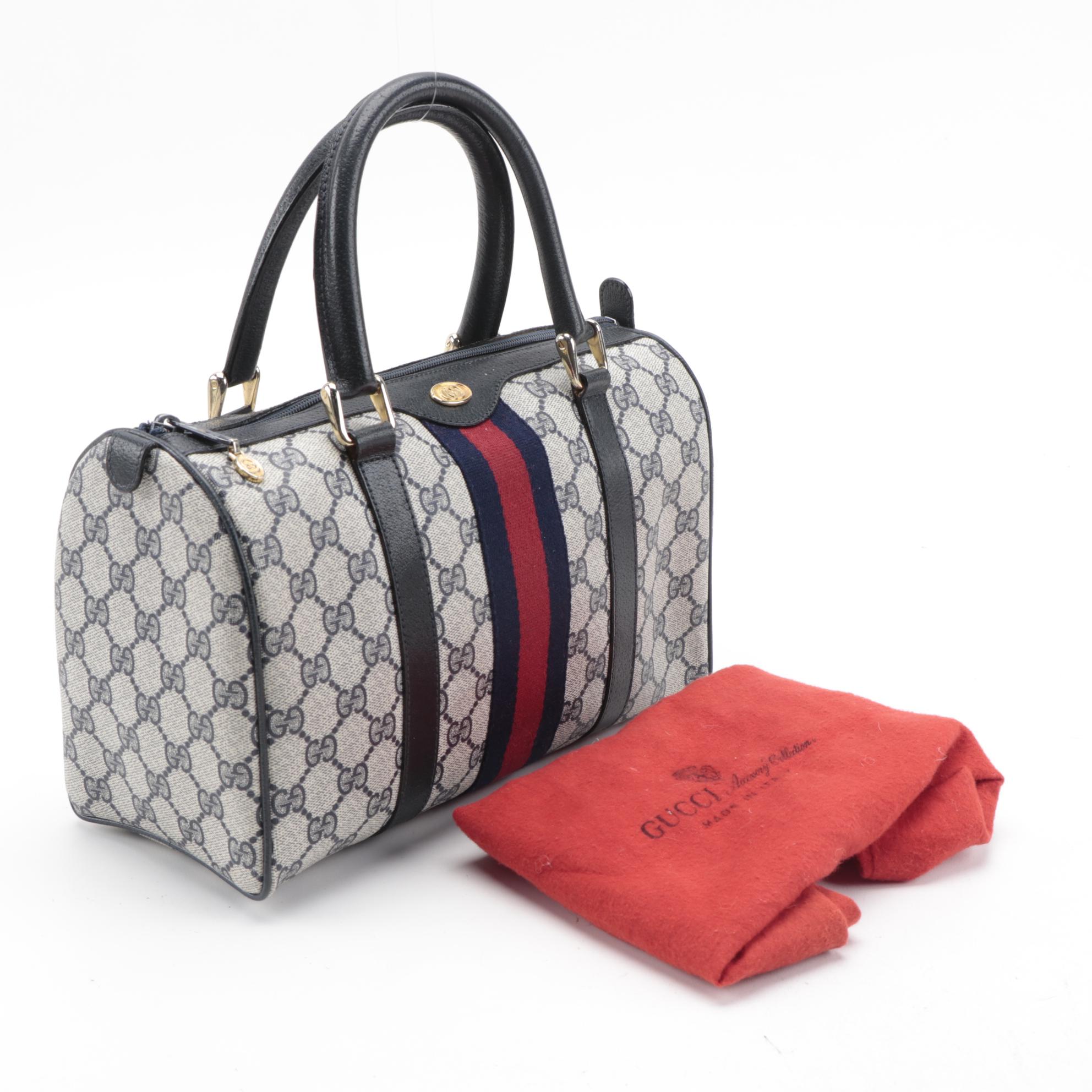 Gucci Accessory Collection Blue Supreme GG Web Stripe Boston Bag